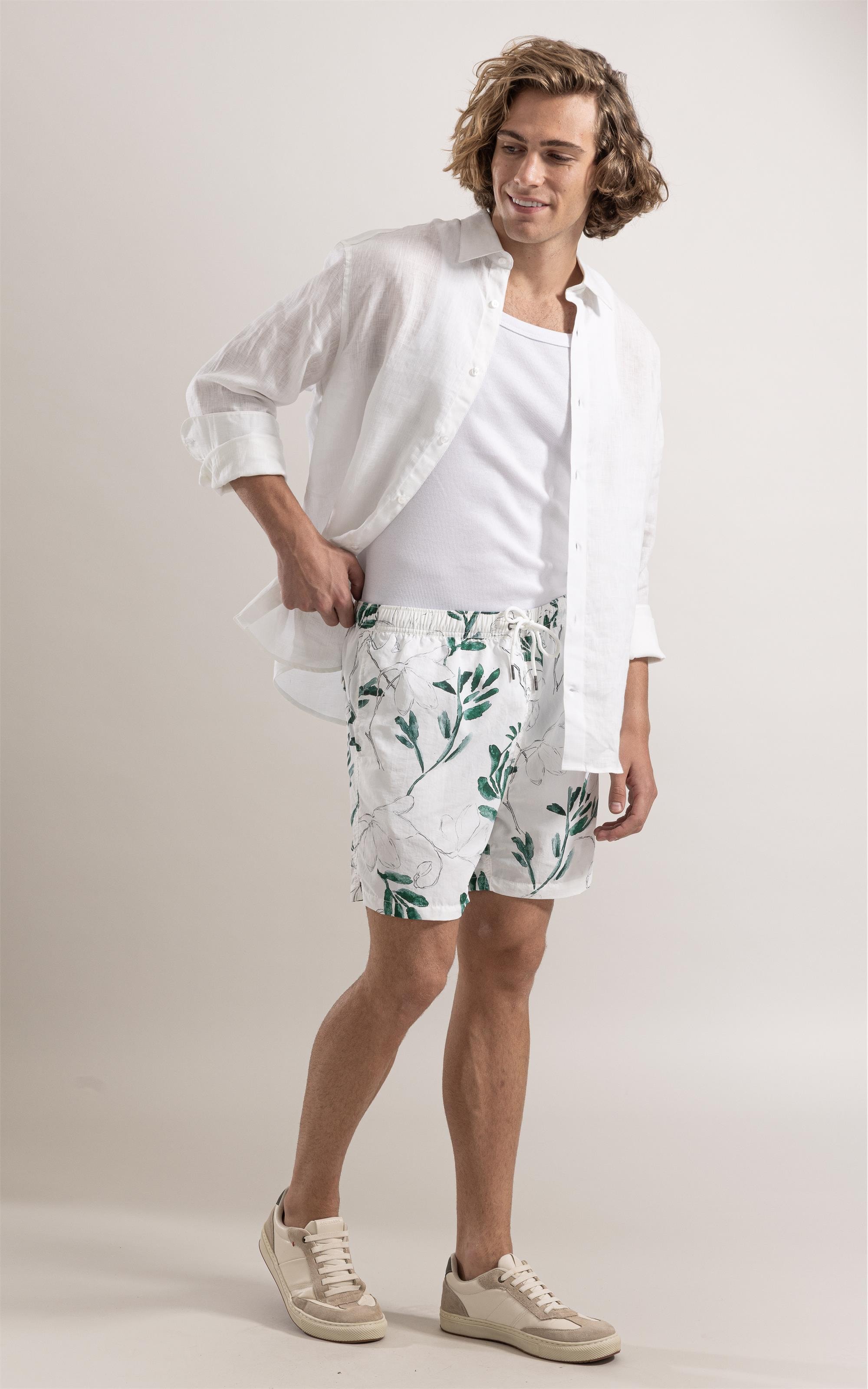 Beach Short Pencil Bloom Regular Branco