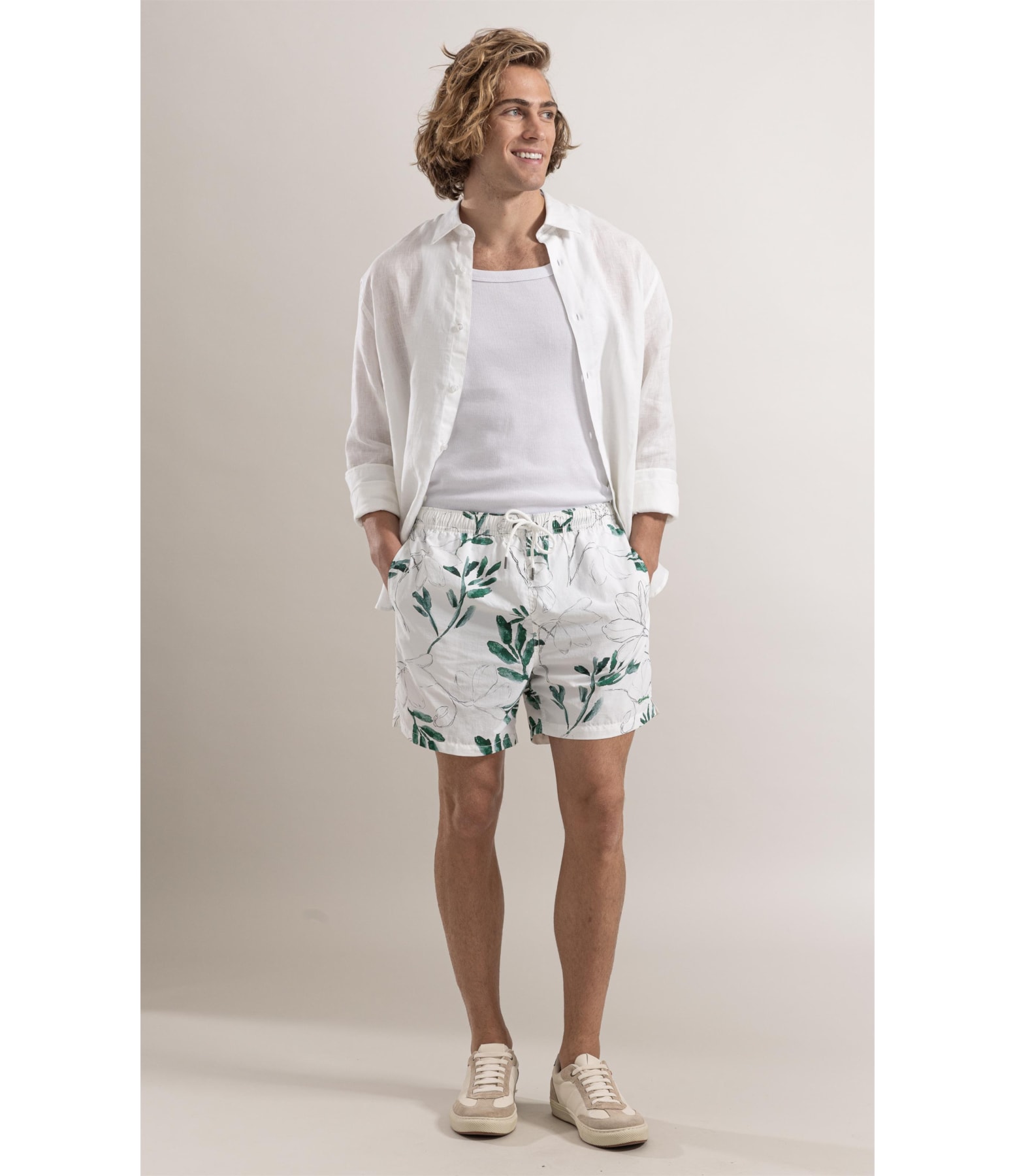 Beach Short Pencil Bloom Regular Branco