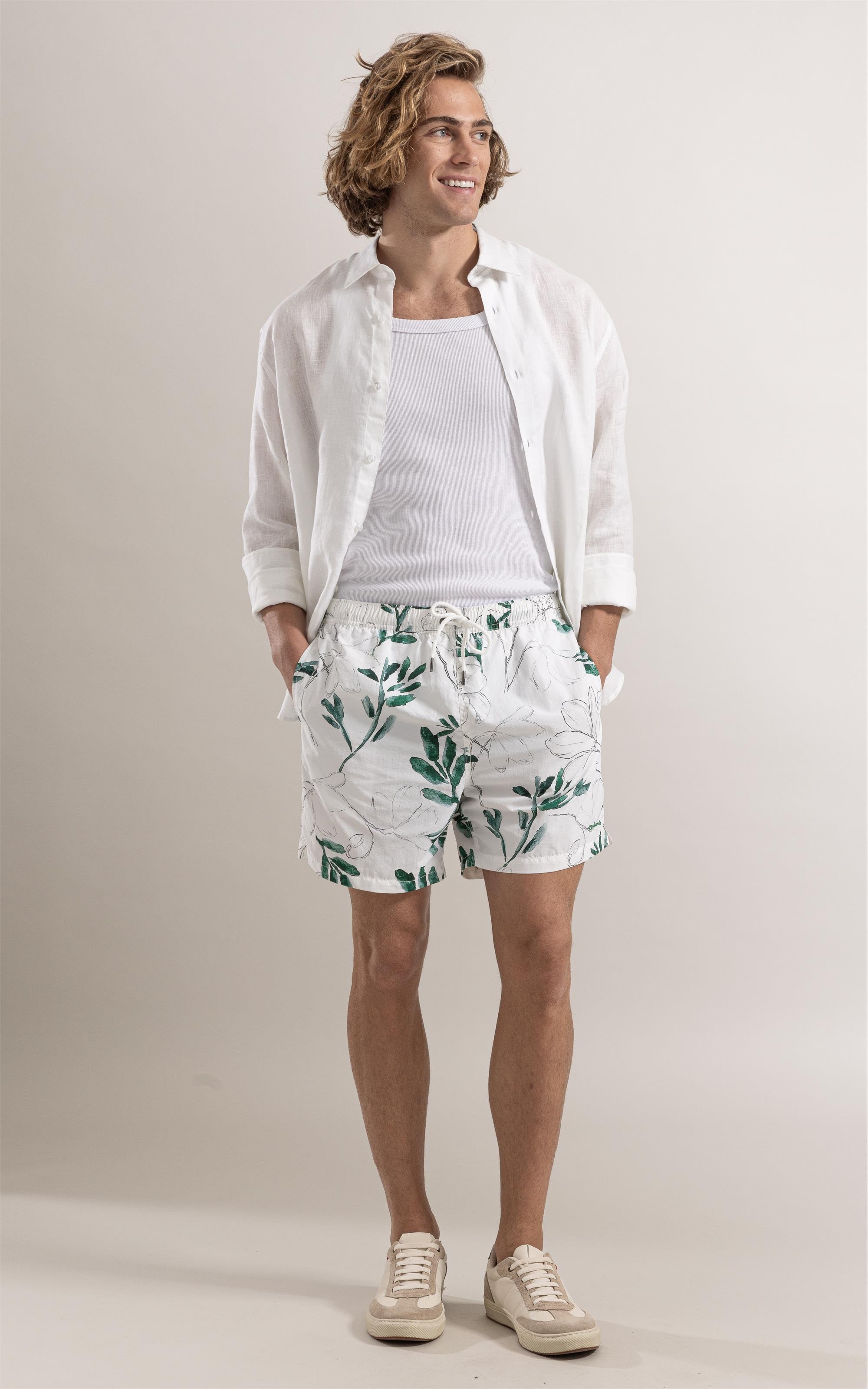 Beach Short Pencil Bloom Regular Branco