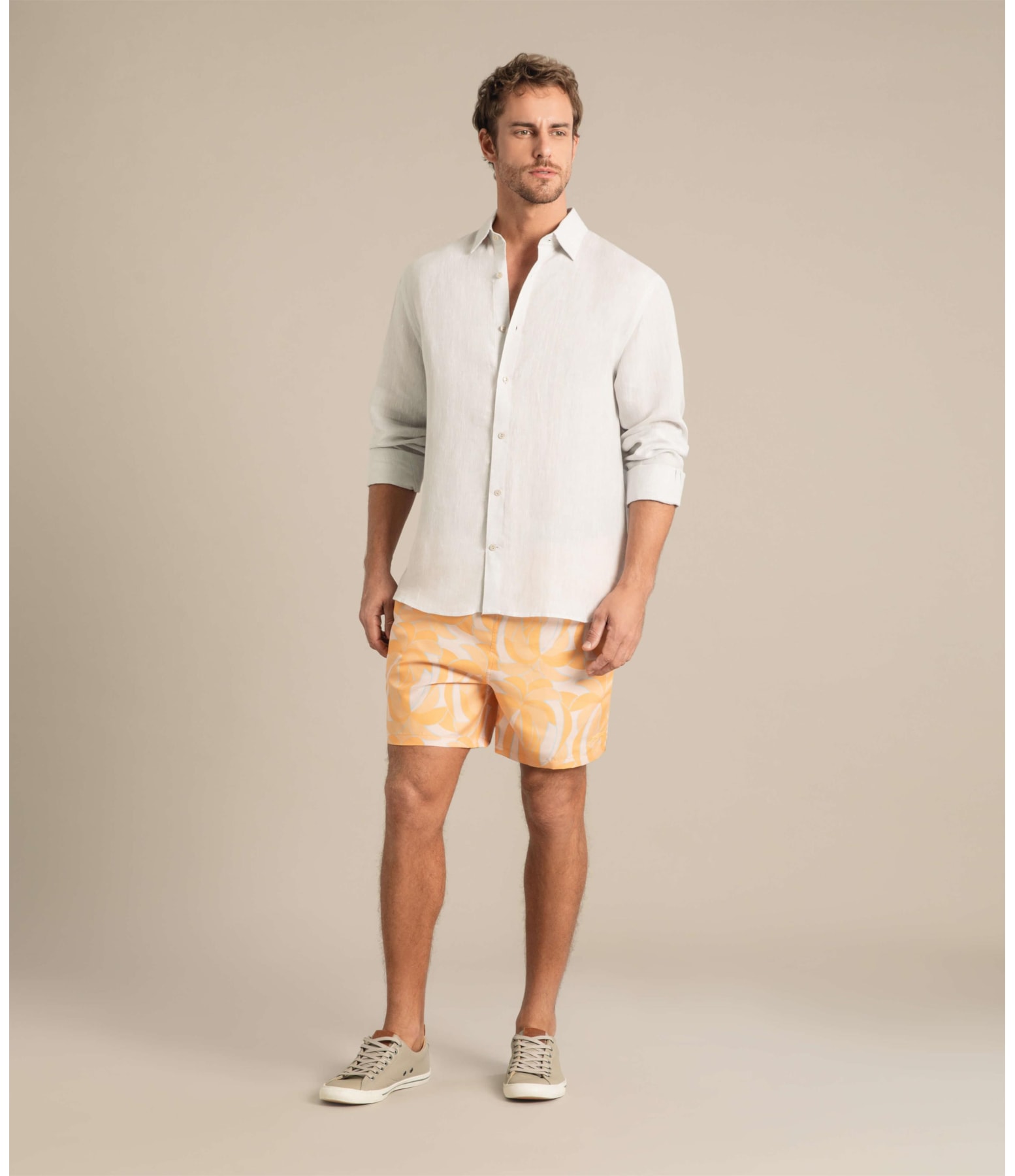 Beach Short Pop Palms Regular Amarelo