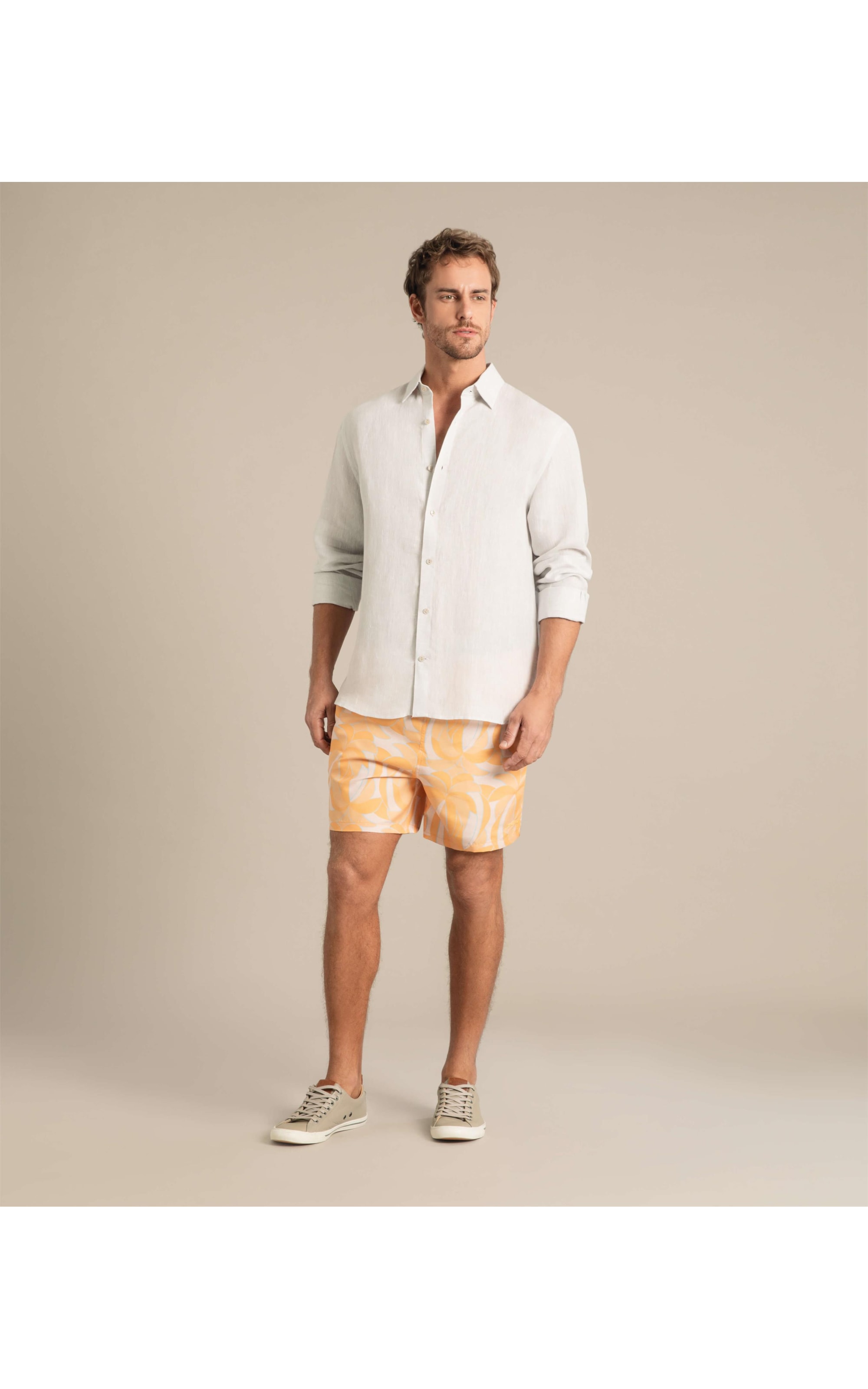 Beach Short Pop Palms Regular Amarelo