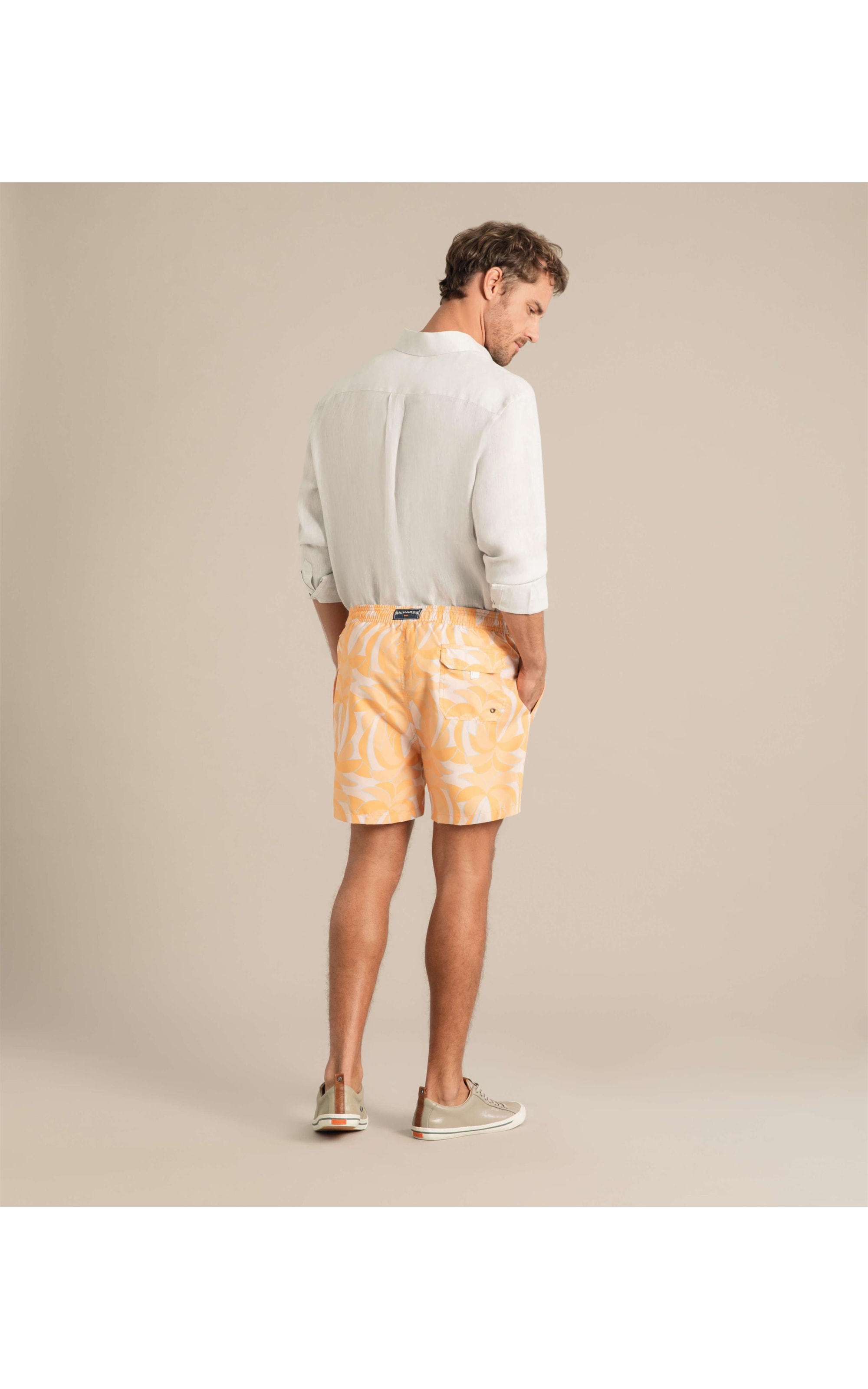Beach Short Pop Palms Regular Amarelo