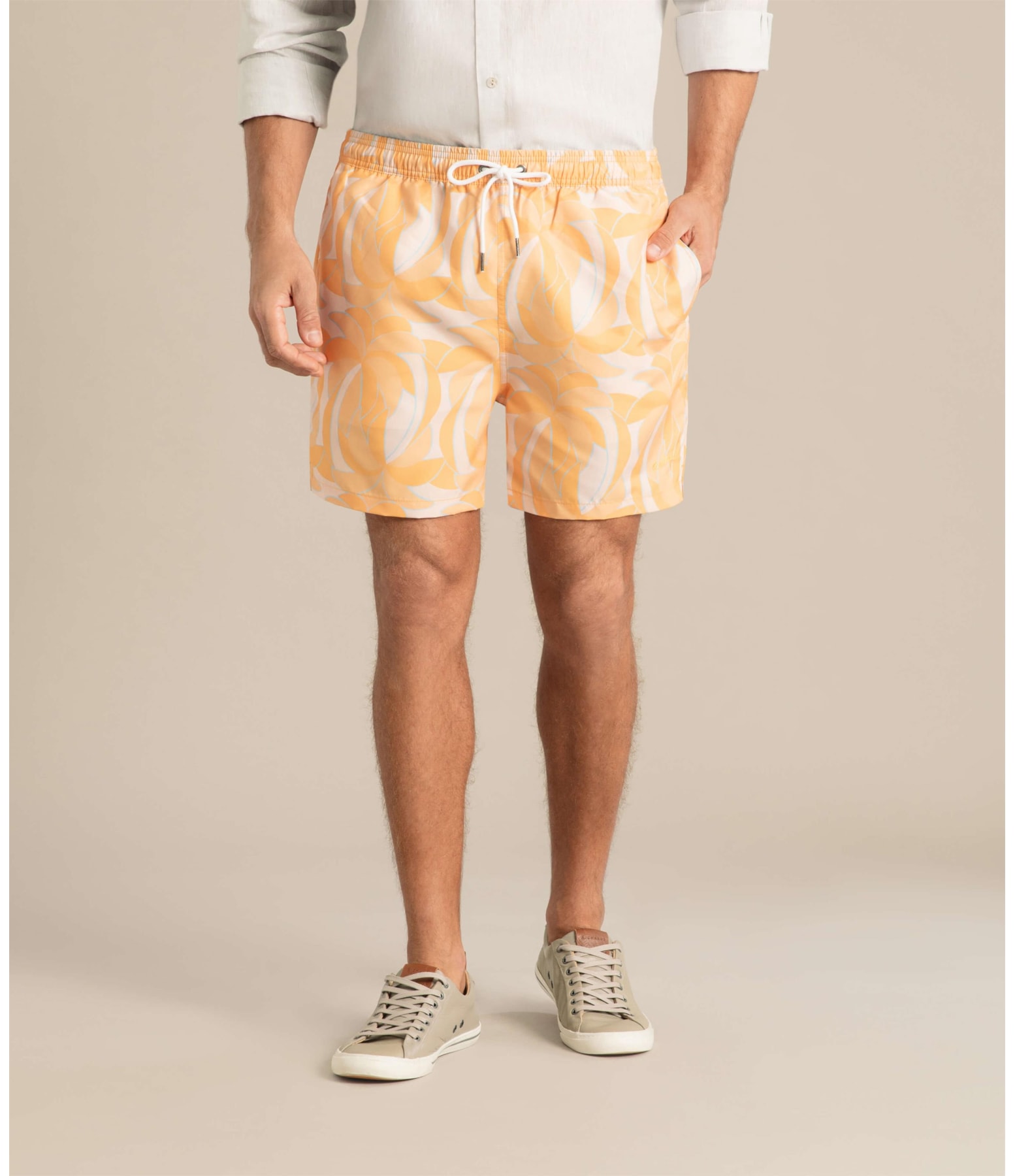 Beach Short Pop Palms Regular Amarelo