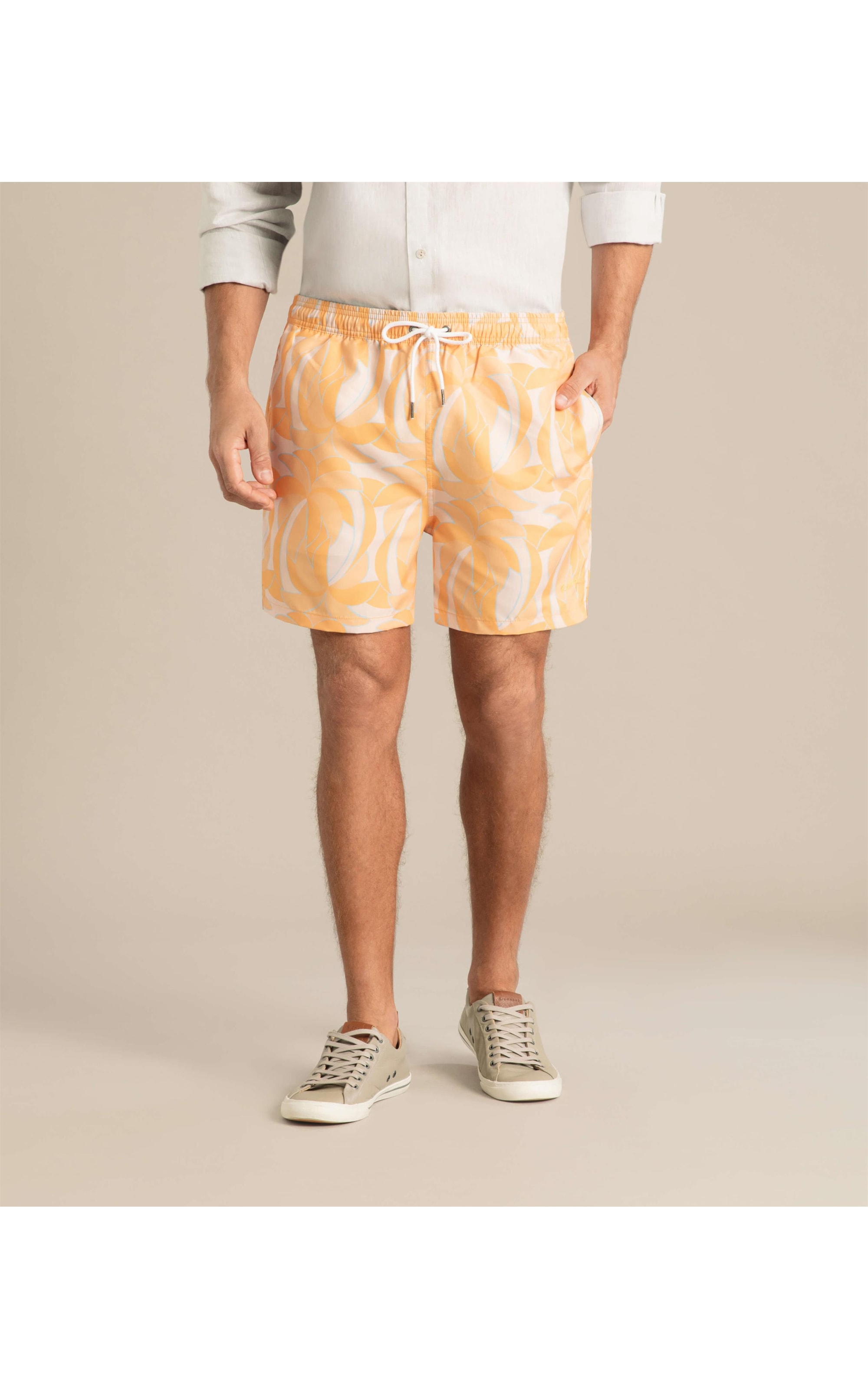 Beach Short Pop Palms Regular Amarelo