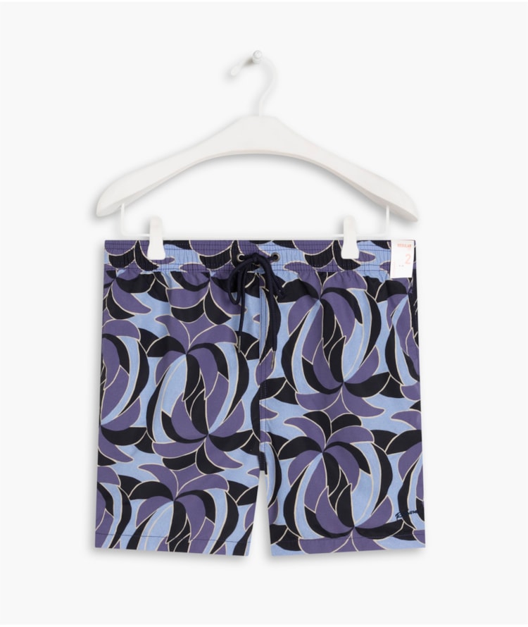 Beach Short Pop Palms Regular Azul Bic