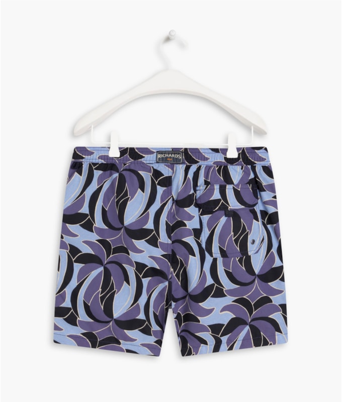 Beach Short Pop Palms Regular Azul Bic