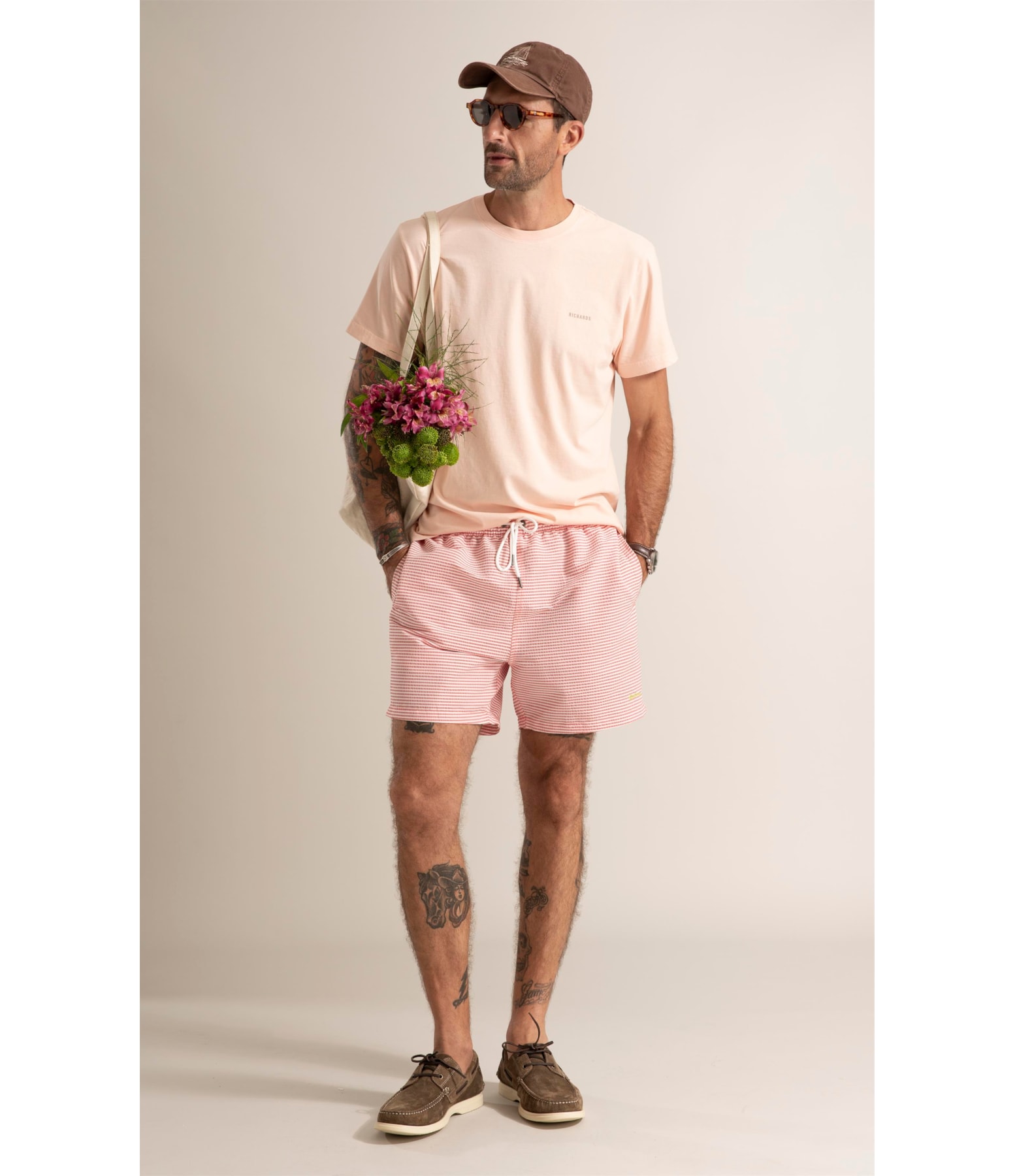 Beach Short Seersucker Vermelho