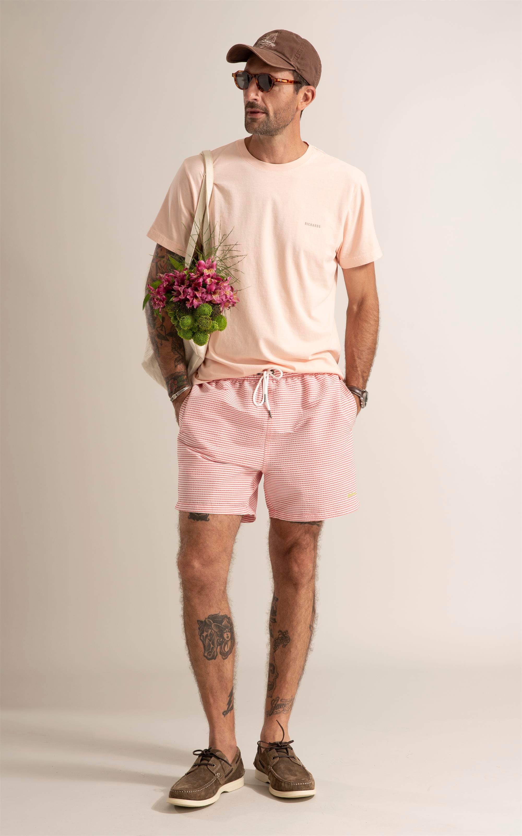 Beach Short Seersucker Vermelho