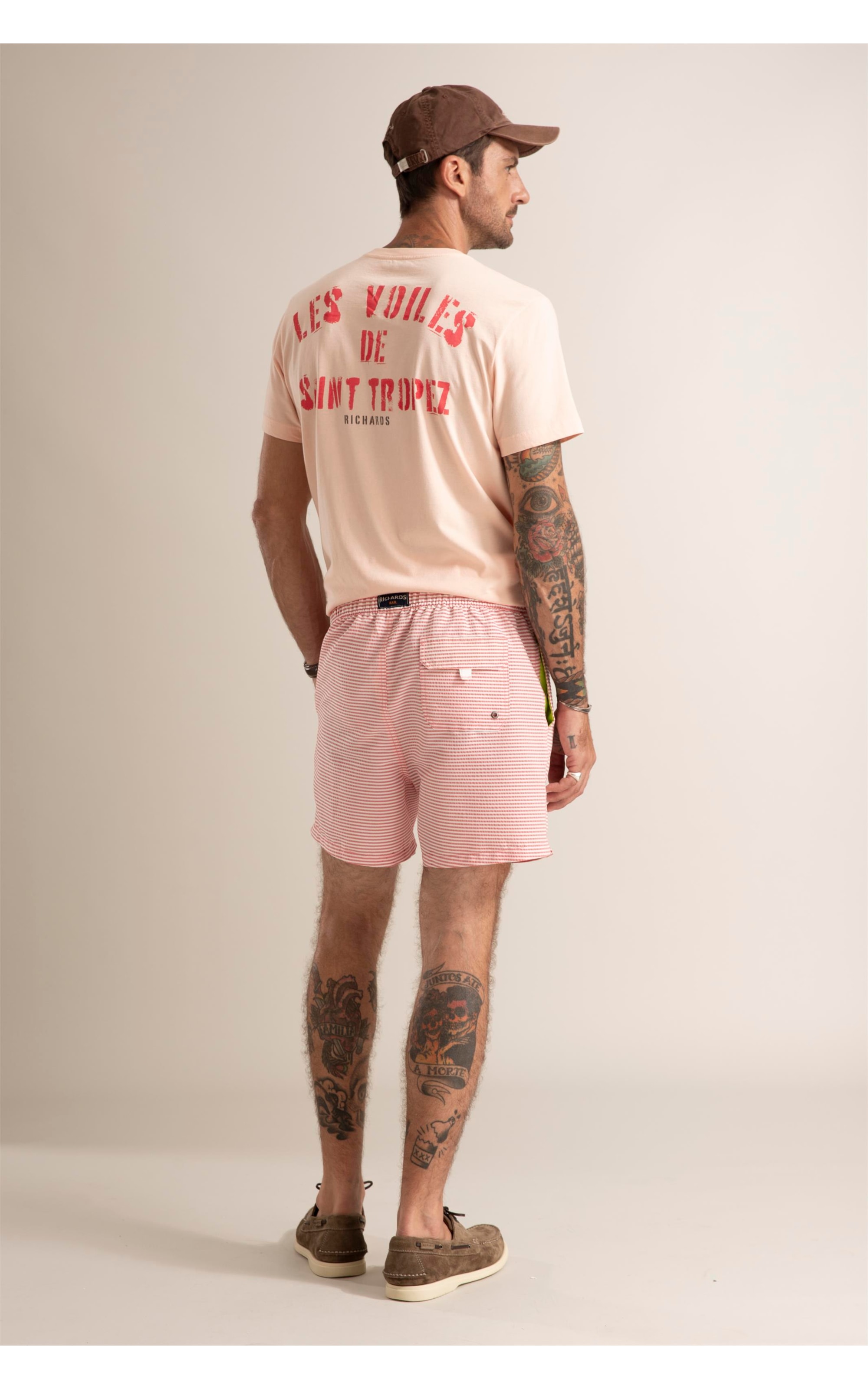 Beach Short Seersucker Vermelho