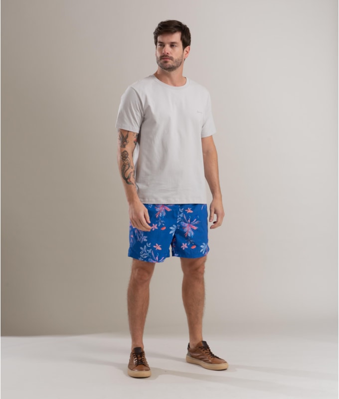 Beach Short Soft Flower Regular Azul Bic
