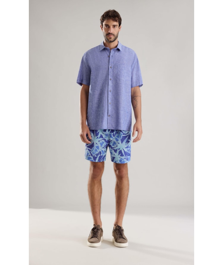 Beach Short Star Flowers Regular Azul Bic