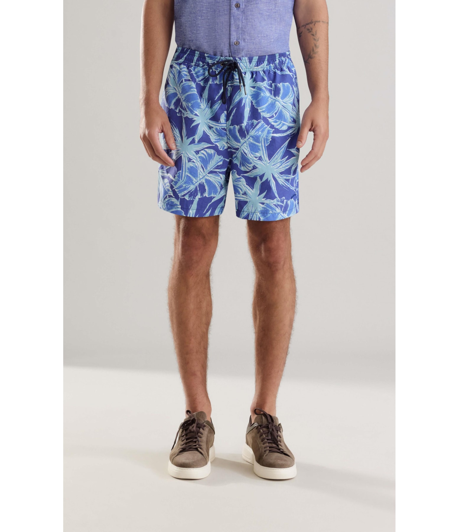 Beach Short Star Flowers Regular Azul Bic
