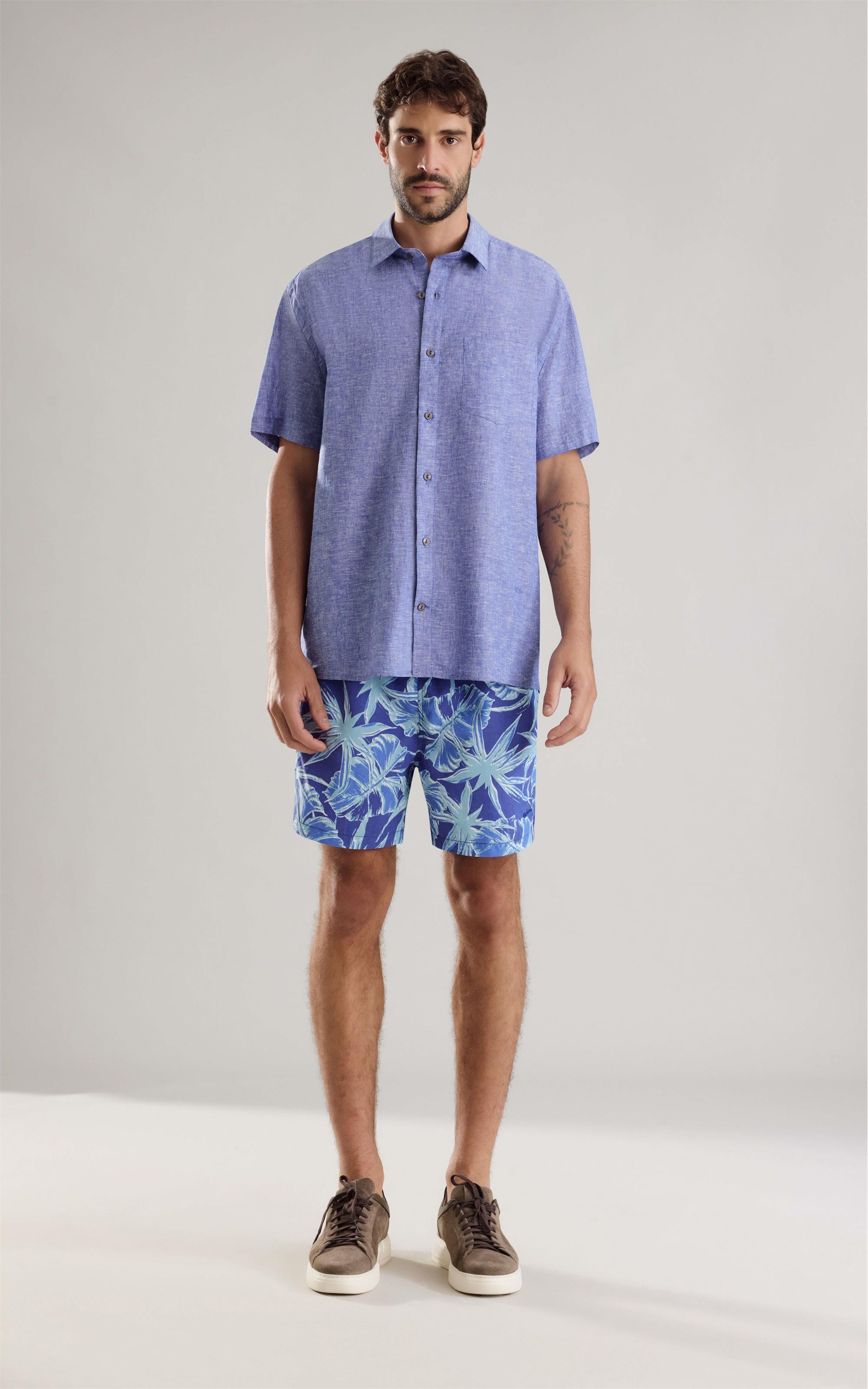 Beach Short Star Flowers Regular Azul Bic