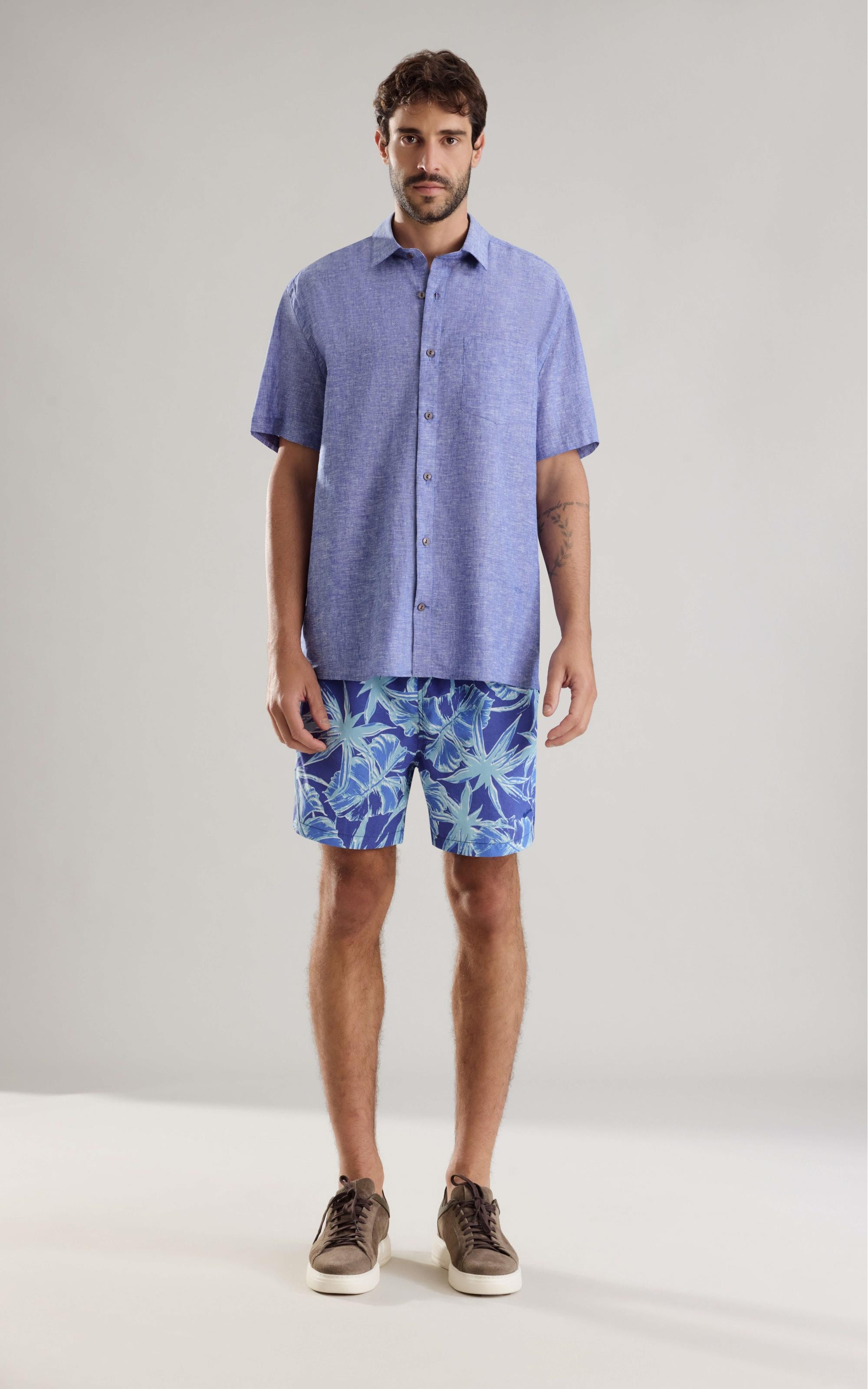 Beach Short Star Flowers Regular Azul Bic