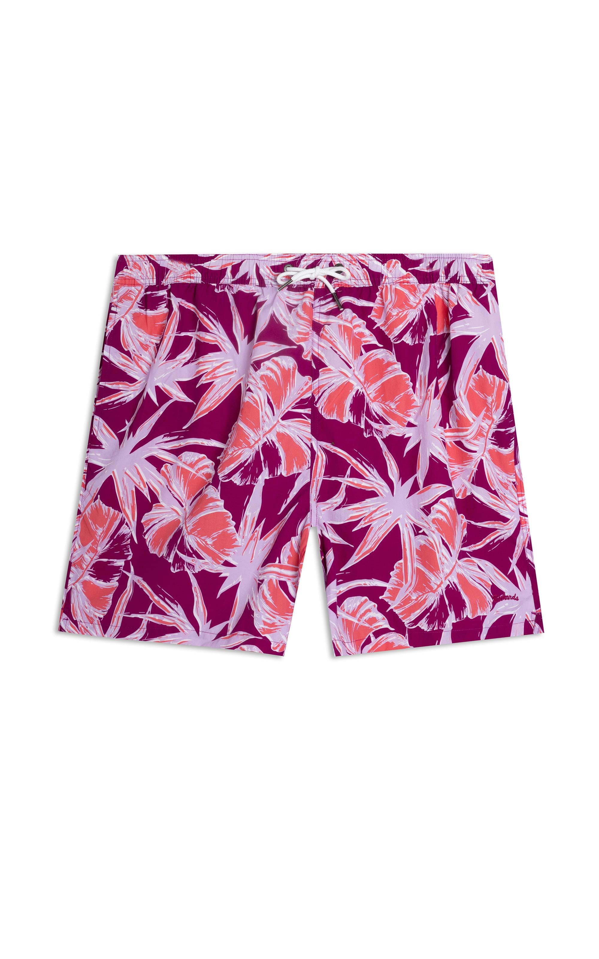 Beach Short Star Flowers Regular Fucsia