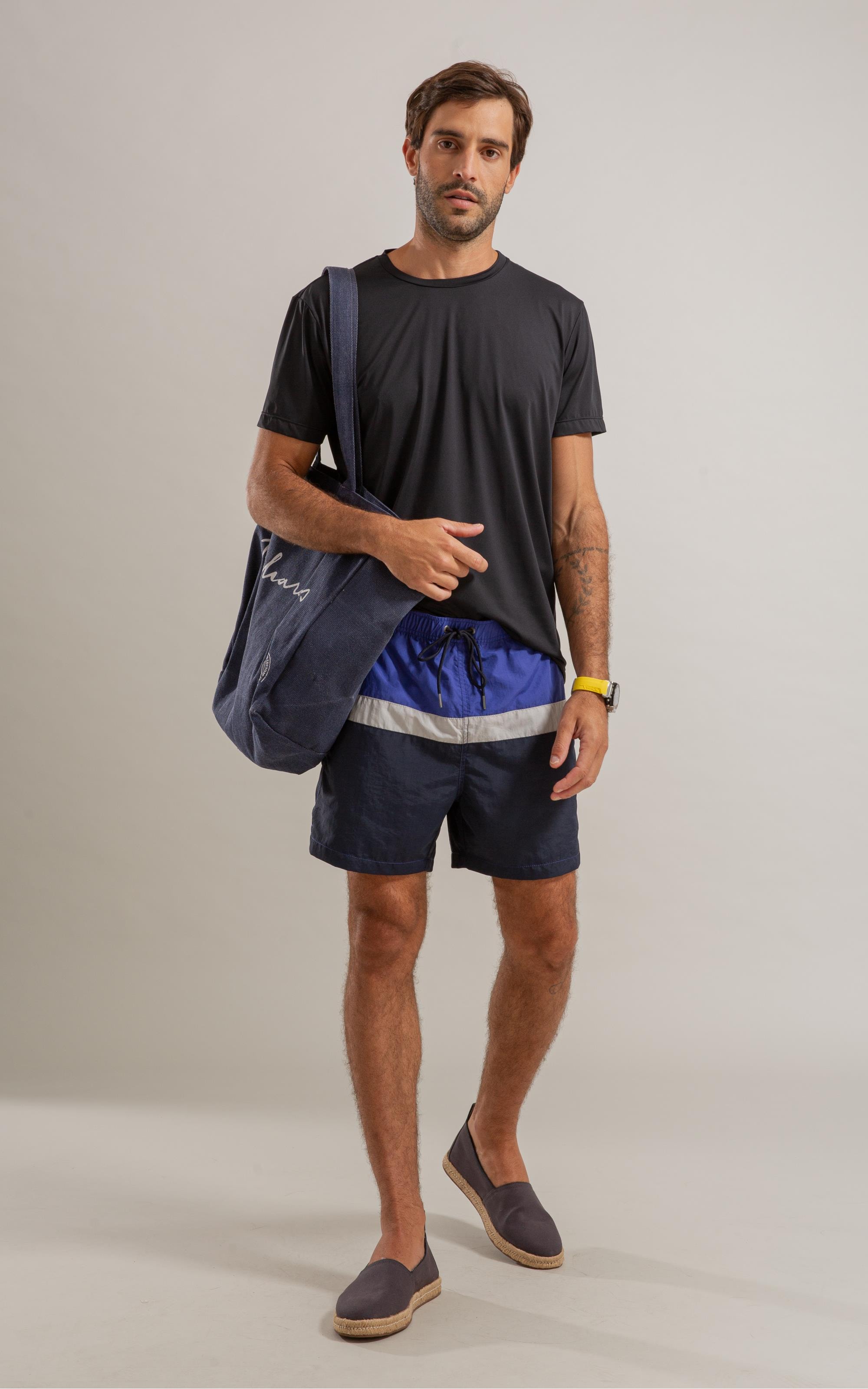 Beach Short Stripes Crumpled Regular Dark Navy