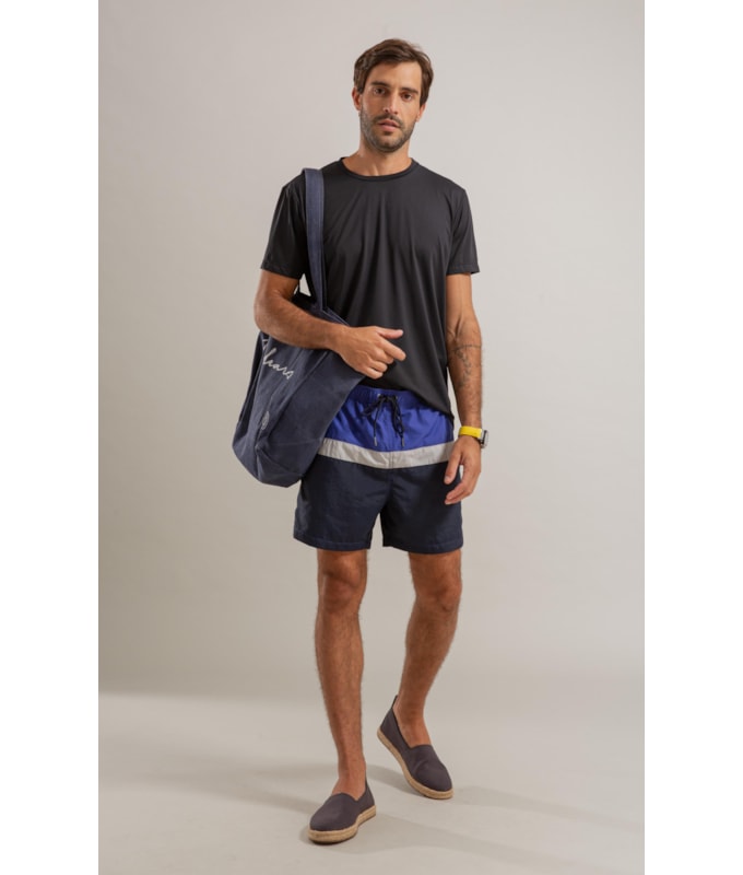 Beach Short Stripes Crumpled Regular Dark Navy