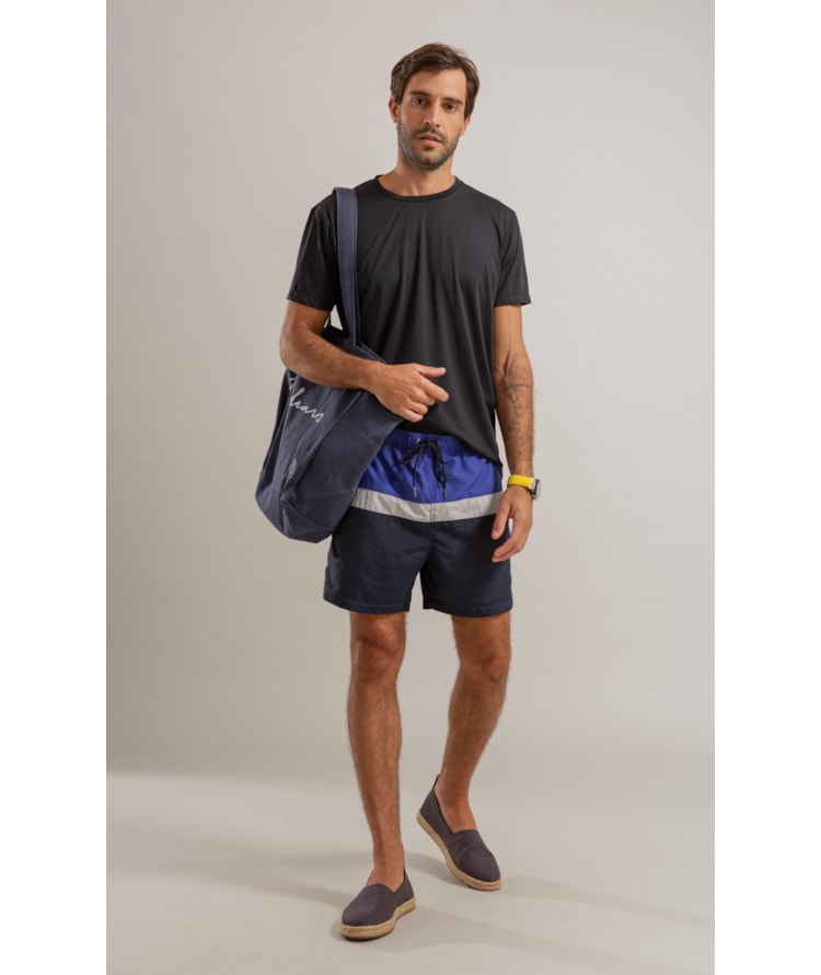 Beach Short Stripes Crumpled Regular Dark Navy