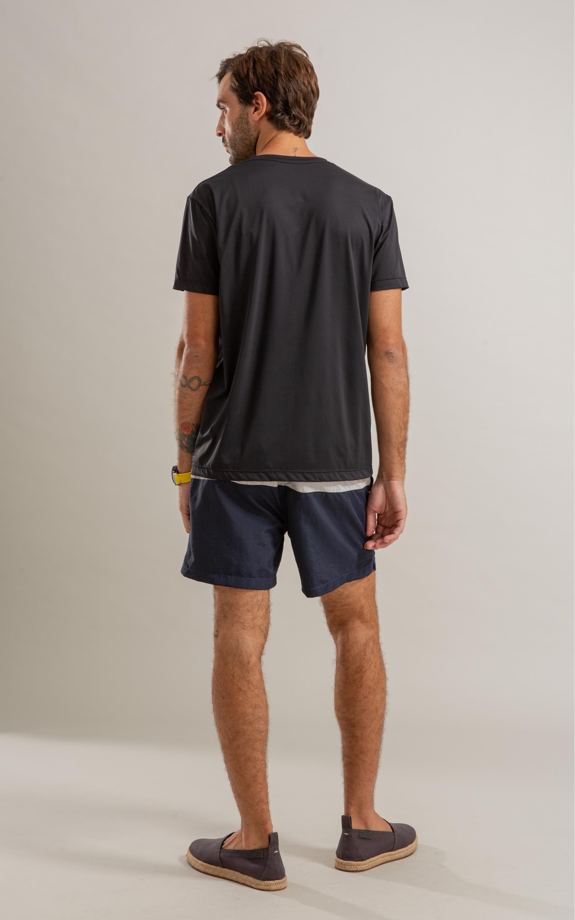 Beach Short Stripes Crumpled Regular Dark Navy