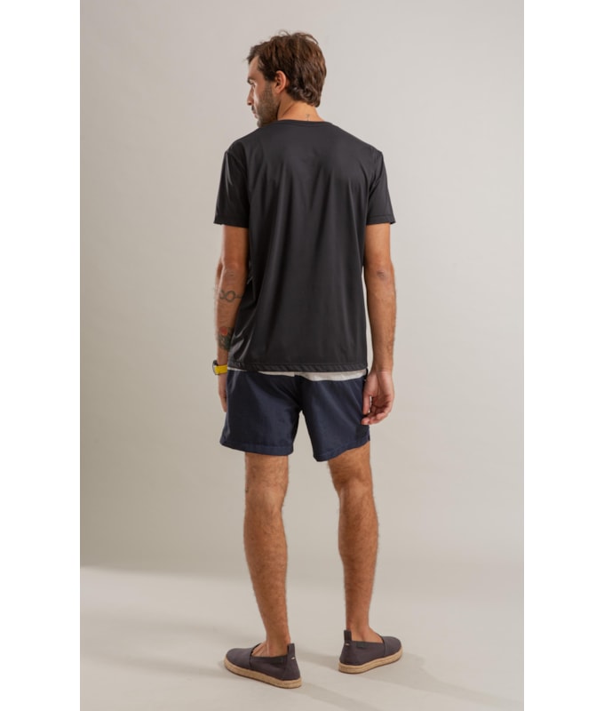 Beach Short Stripes Crumpled Regular Dark Navy