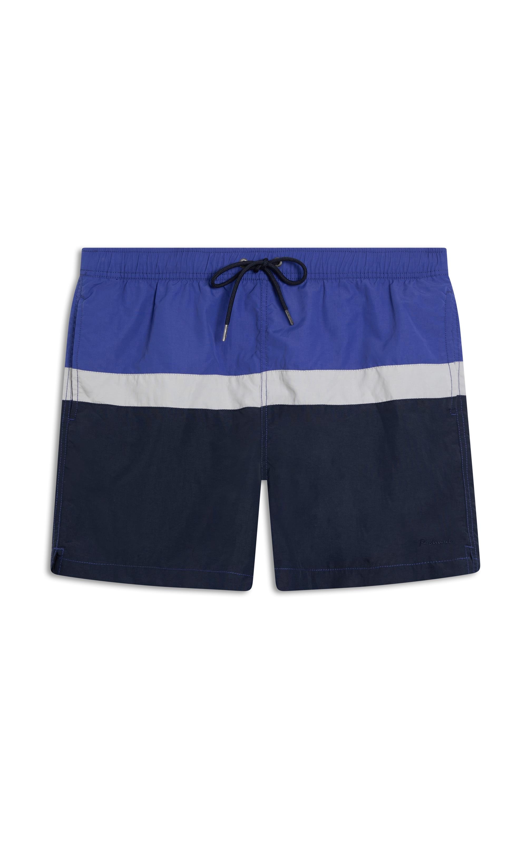 Beach Short Stripes Crumpled Regular Dark Navy