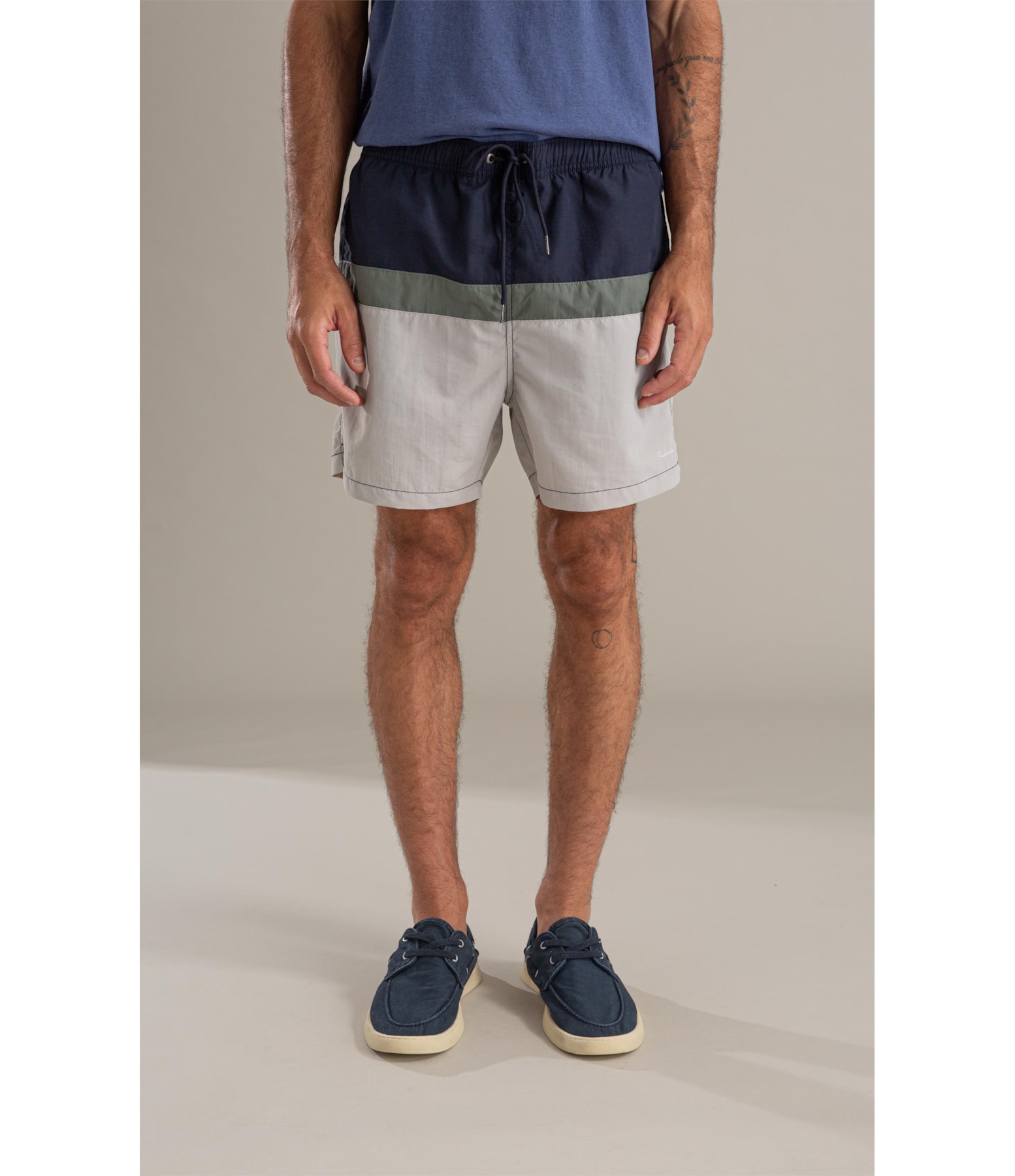 Beach Short Stripes Crumpled Regular Verde Army