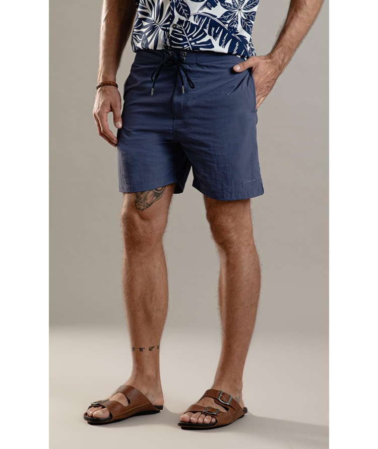 Beach Short Surf Crumpled Azul Jeans