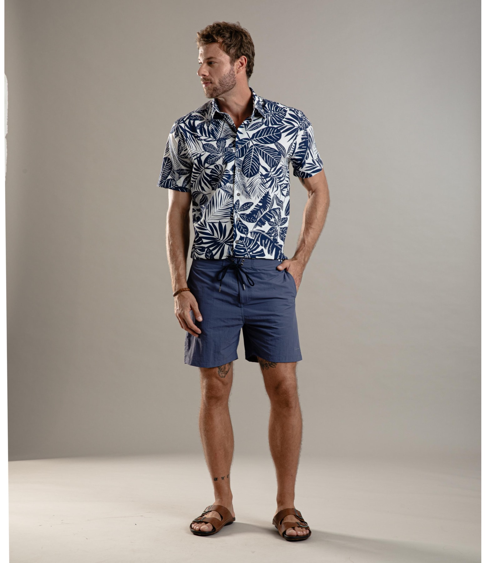 Beach Short Surf Crumpled Azul Jeans