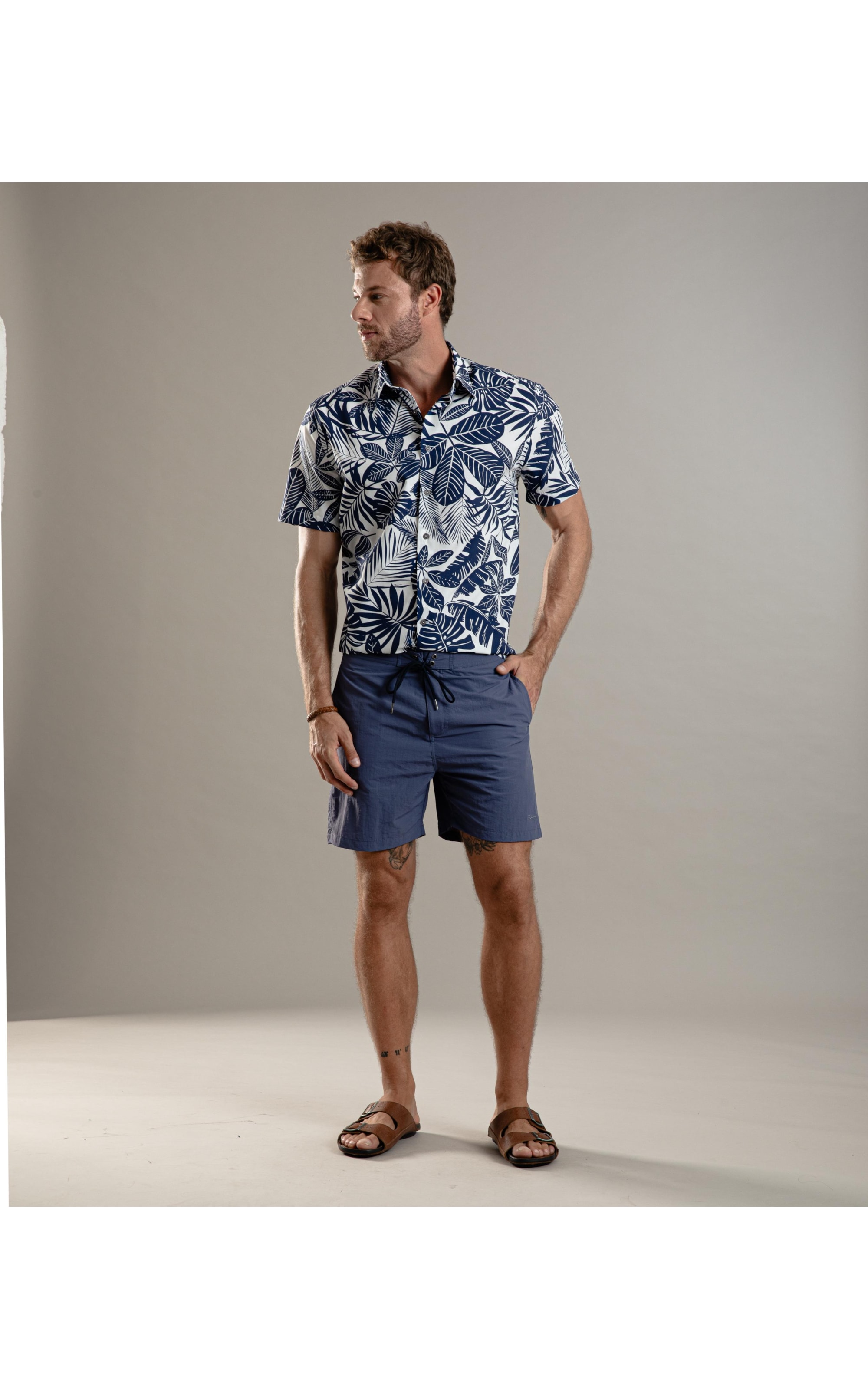 Beach Short Surf Crumpled Azul Jeans