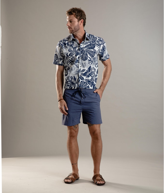 Beach Short Surf Crumpled Azul Jeans