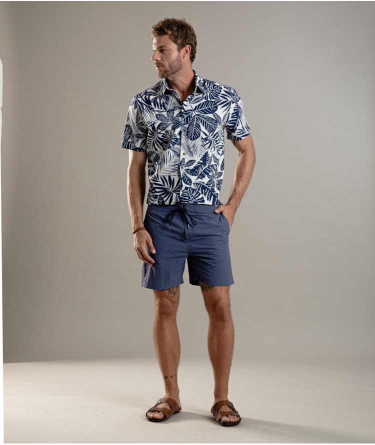 Beach Short Surf Crumpled Azul Jeans