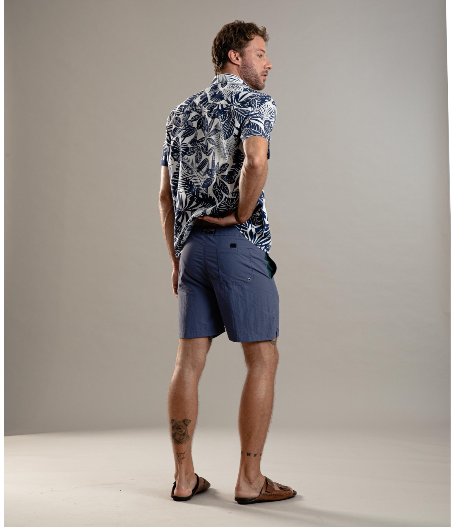 Beach Short Surf Crumpled Azul Jeans