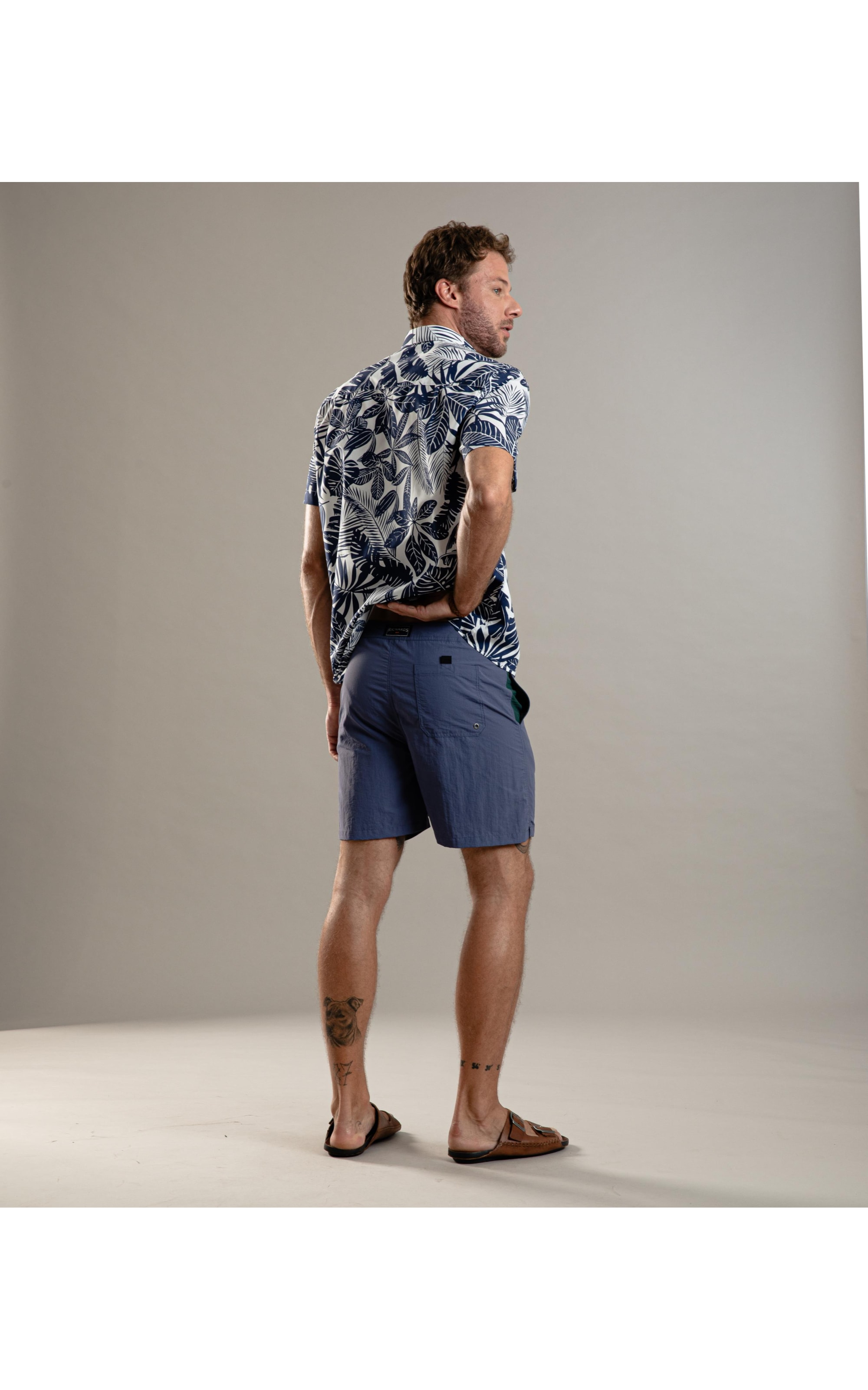 Beach Short Surf Crumpled Azul Jeans