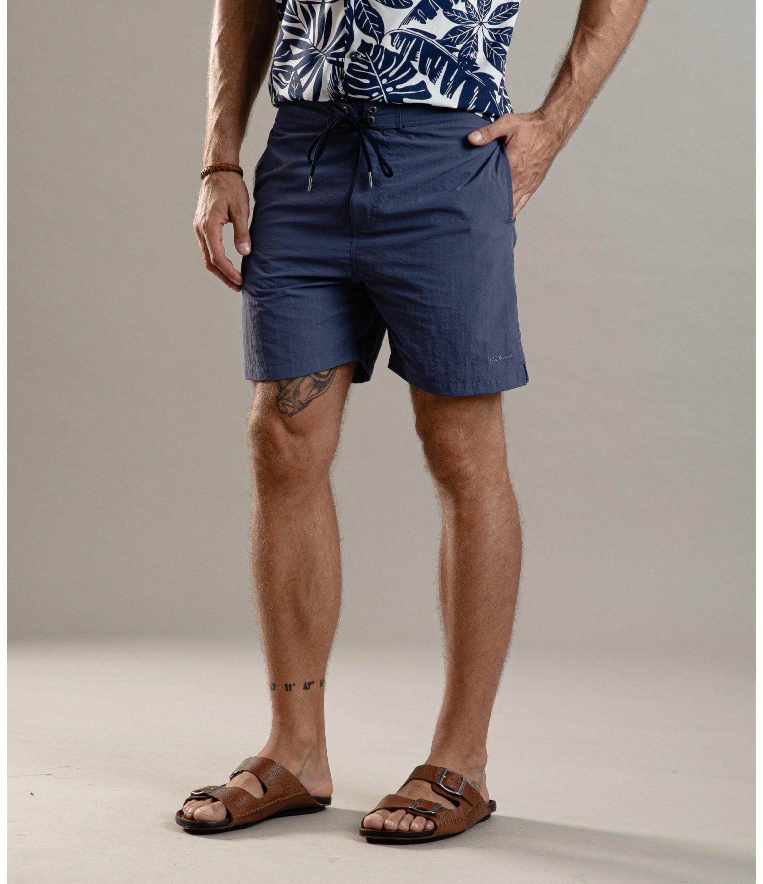 Beach Short Surf Crumpled Azul Jeans