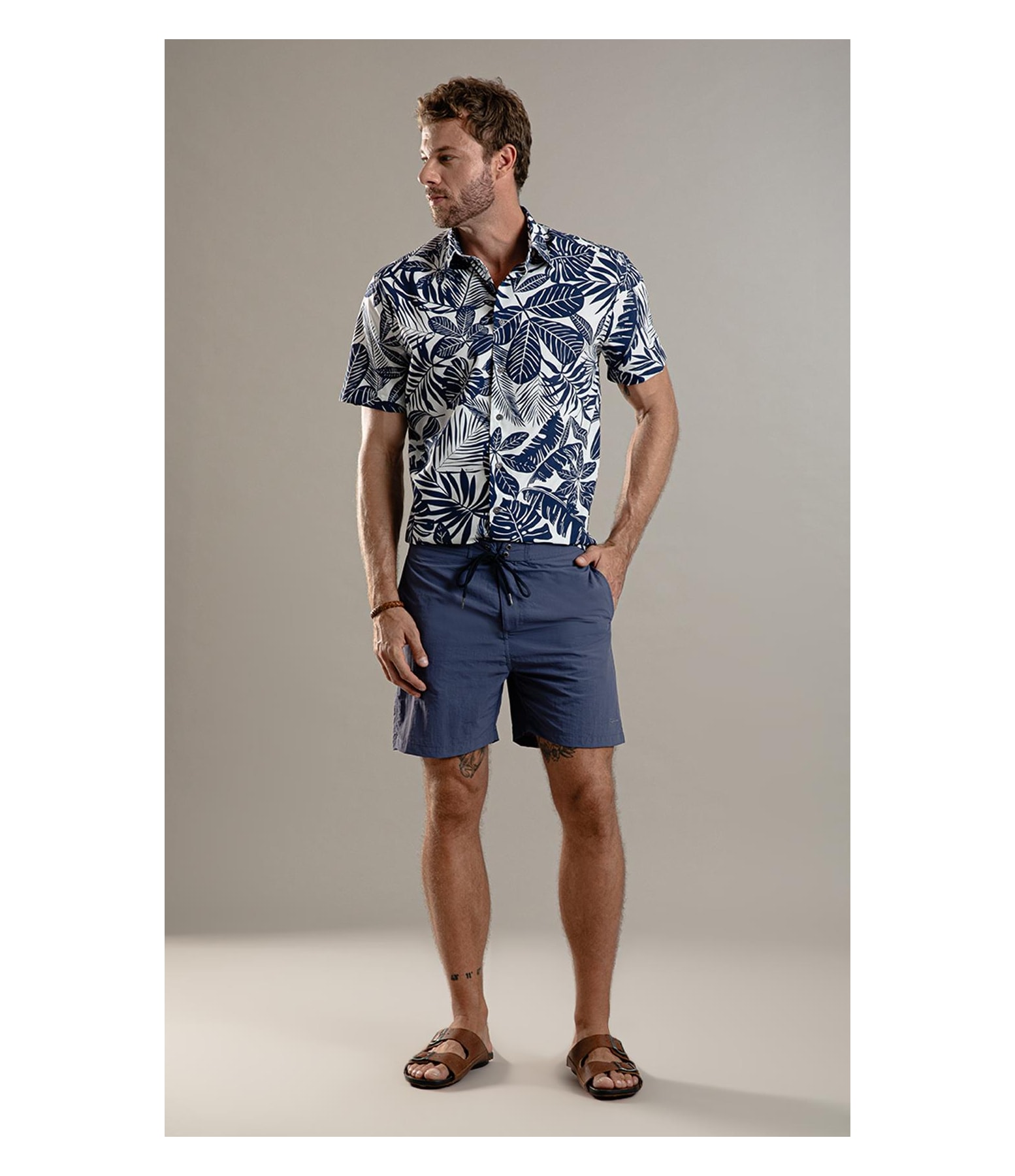 Beach Short Surf Crumpled Azul Jeans