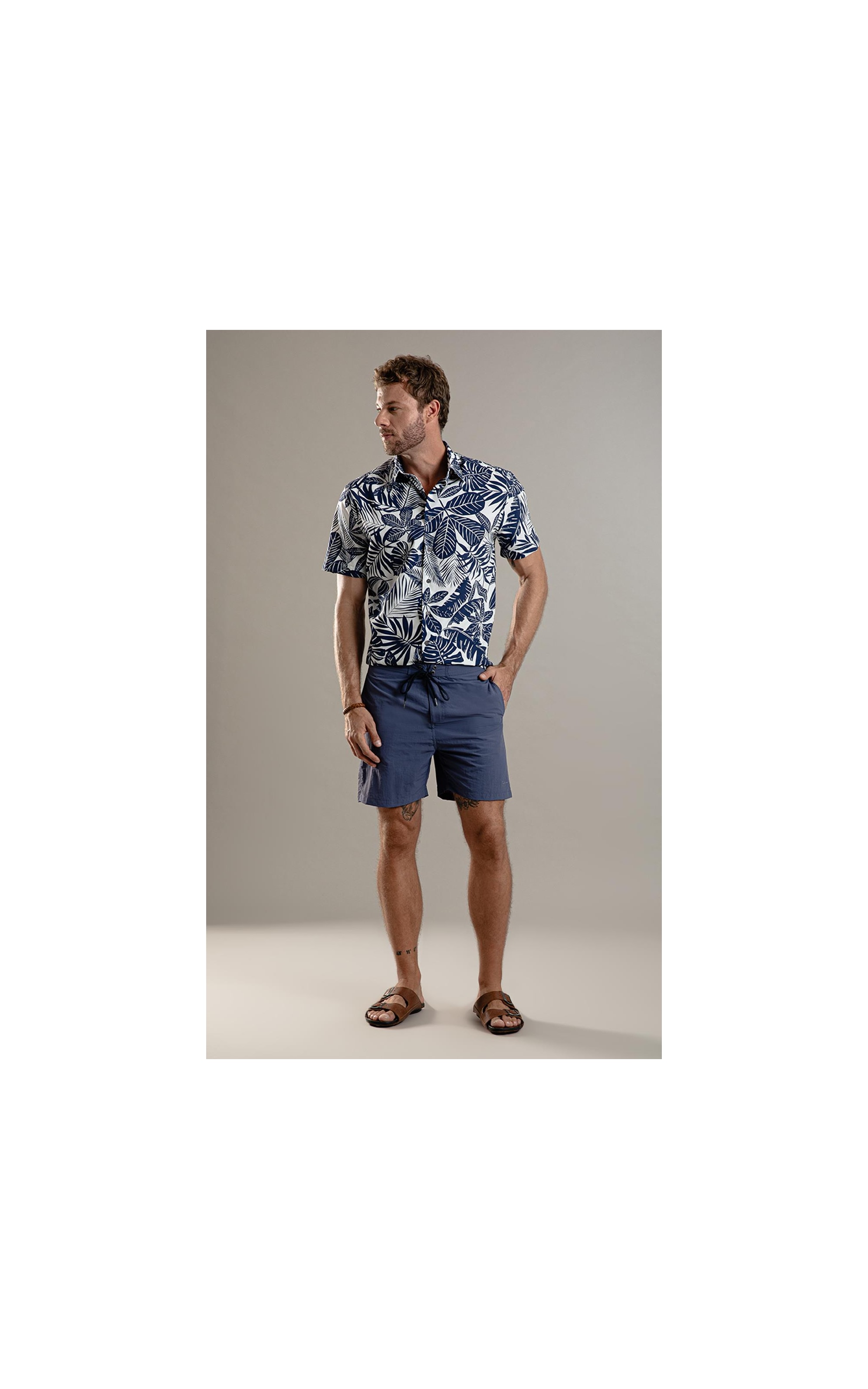 Beach Short Surf Crumpled Azul Jeans