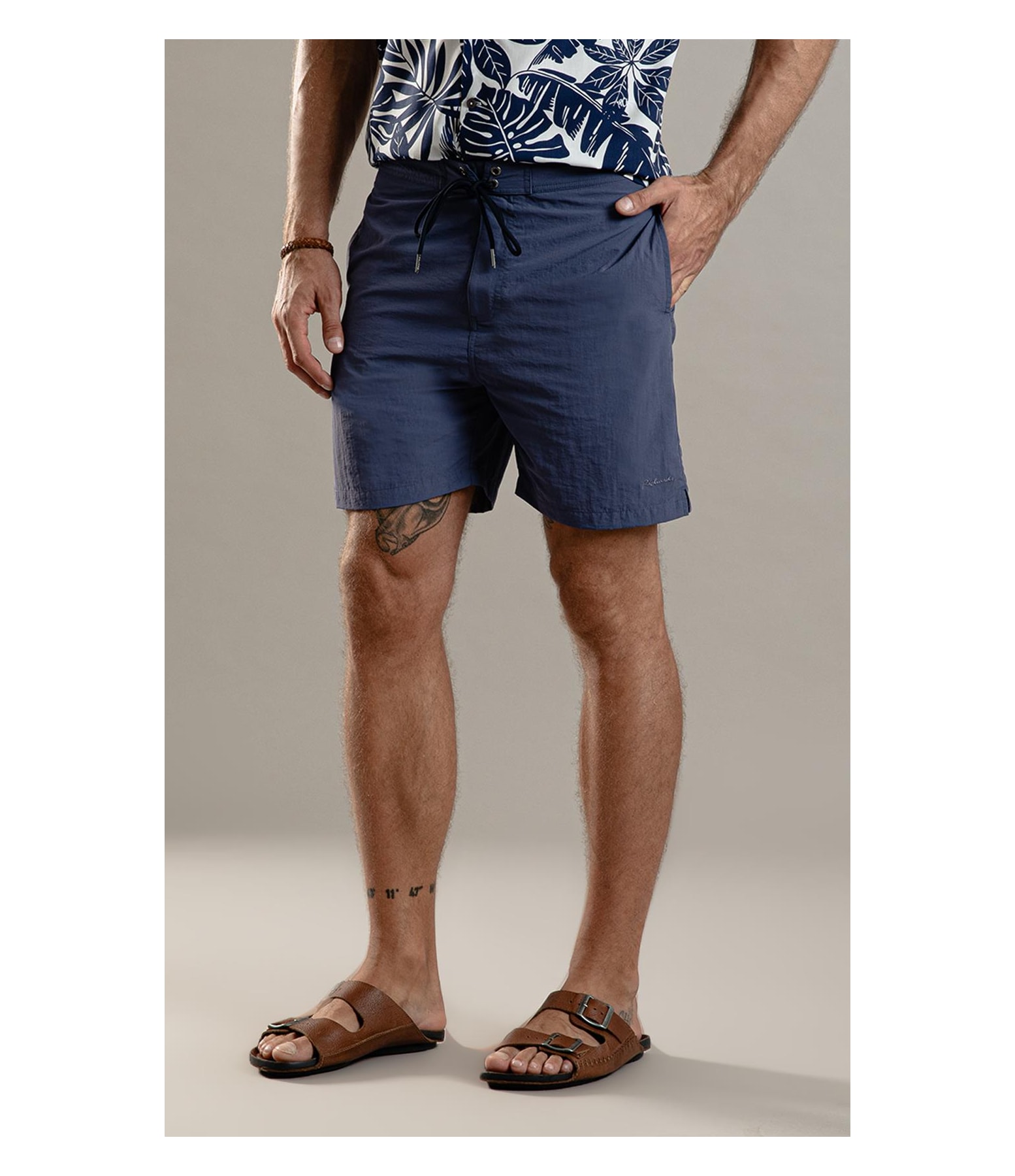 Beach Short Surf Crumpled Azul Jeans