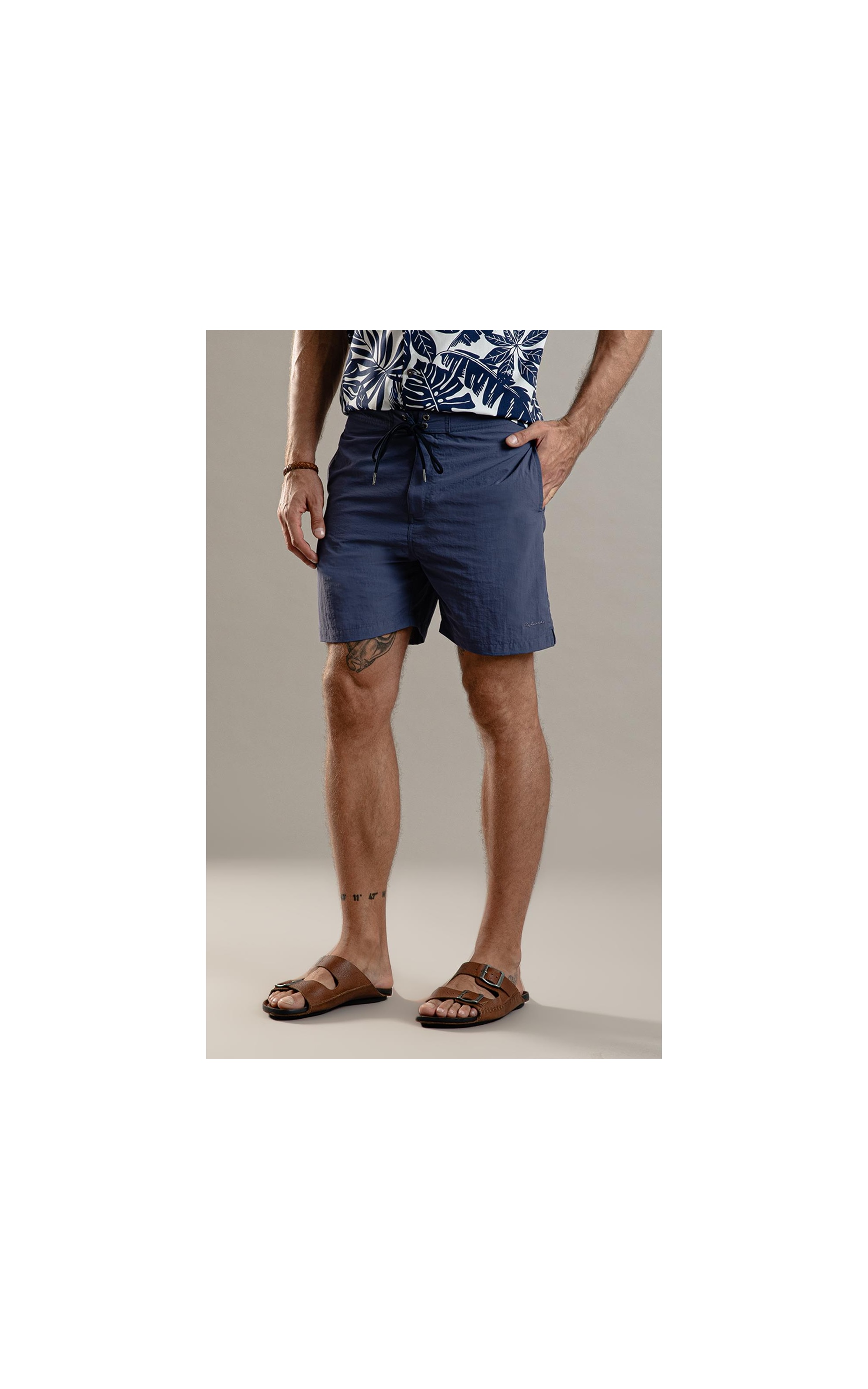 Beach Short Surf Crumpled Azul Jeans