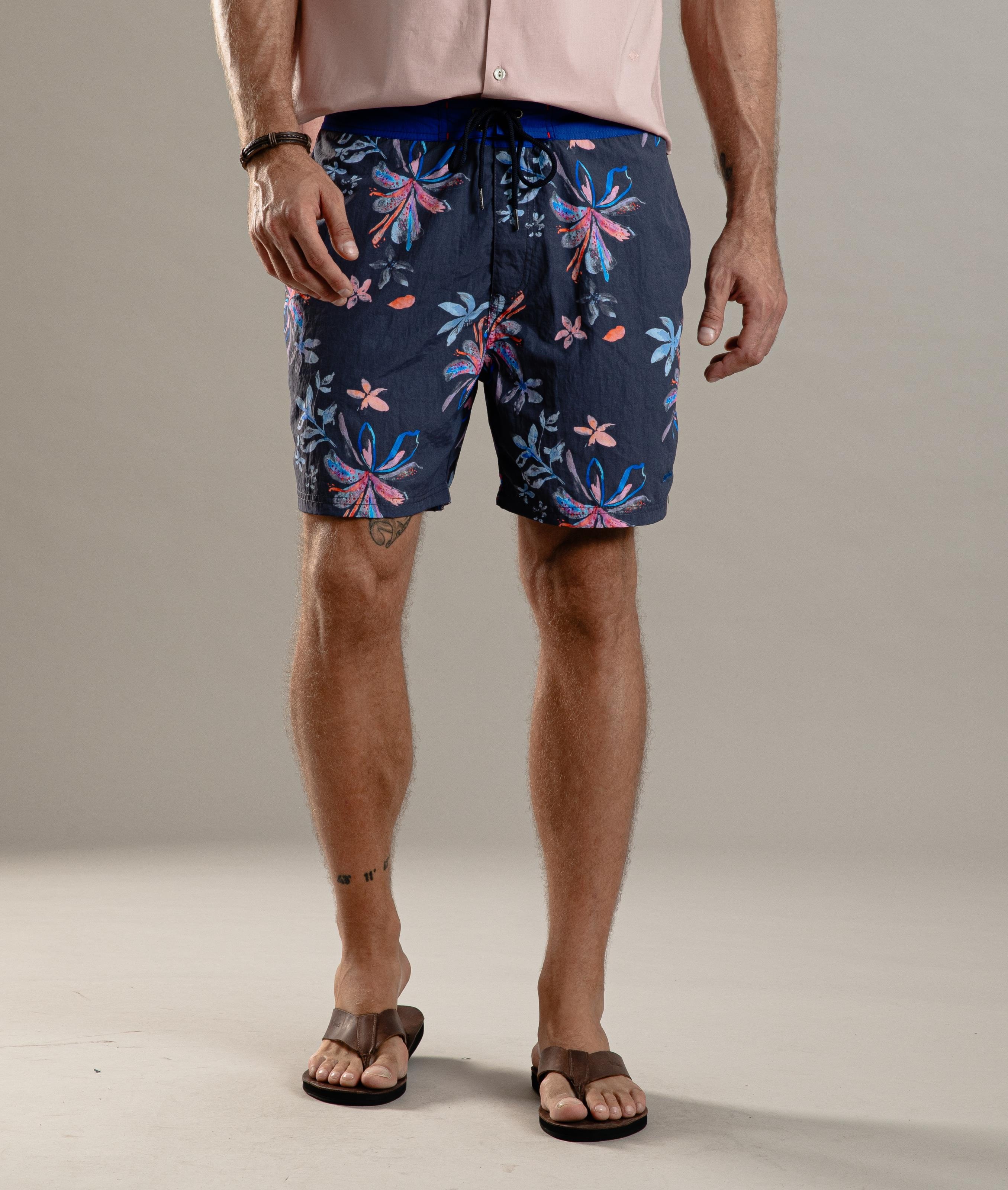 Beach Short Surf Soft Flower Dark Navy