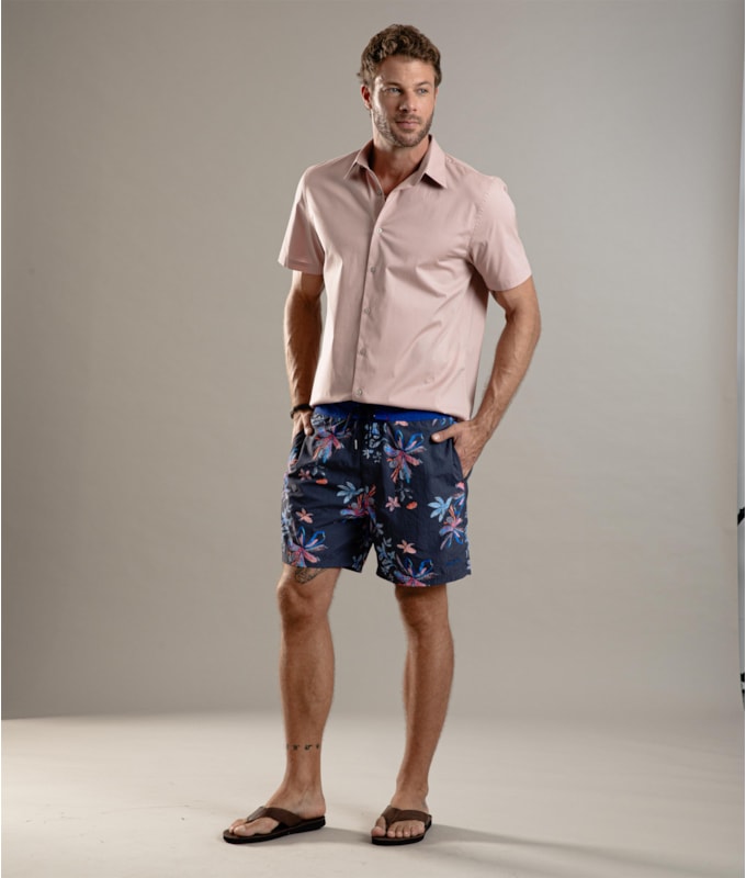 Beach Short Surf Soft Flower Dark Navy