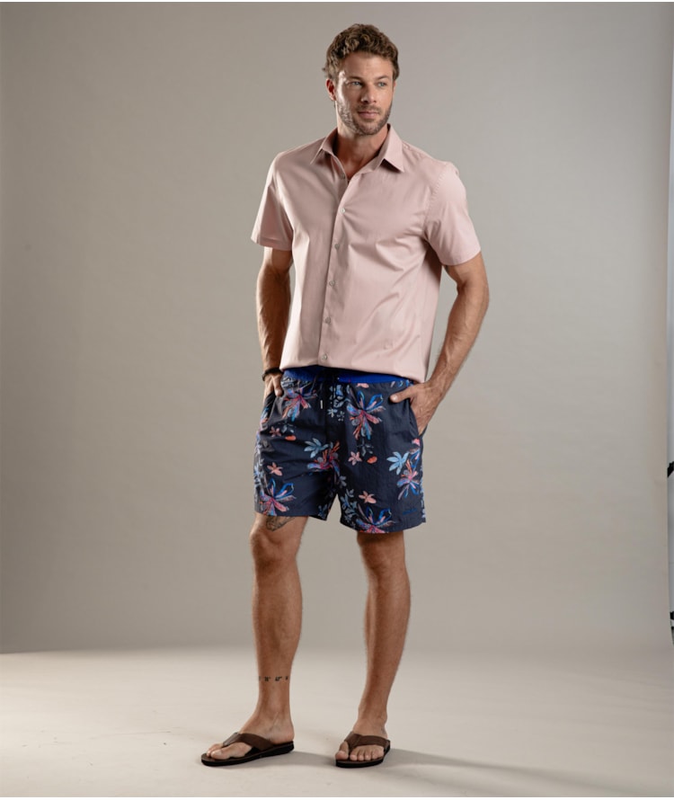 Beach Short Surf Soft Flower Dark Navy