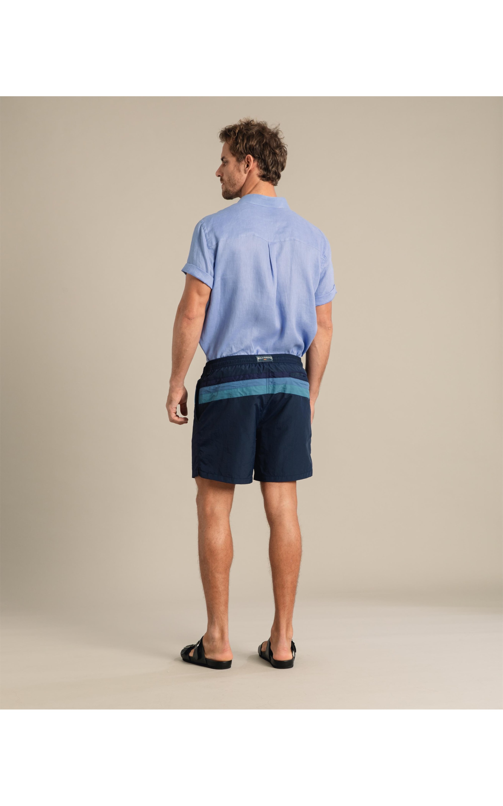 Beach Short Triple Stripes Regular Dark Navy
