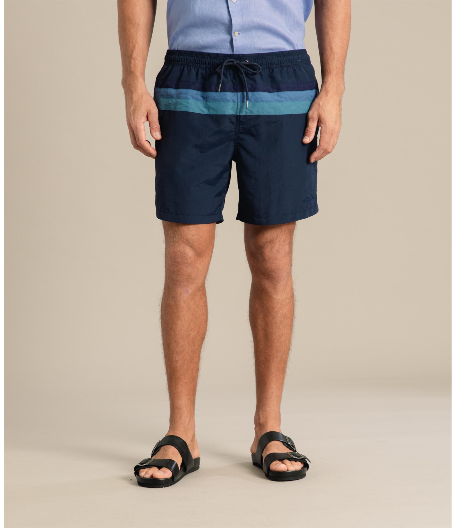 Beach Short Triple Stripes Regular Dark Navy