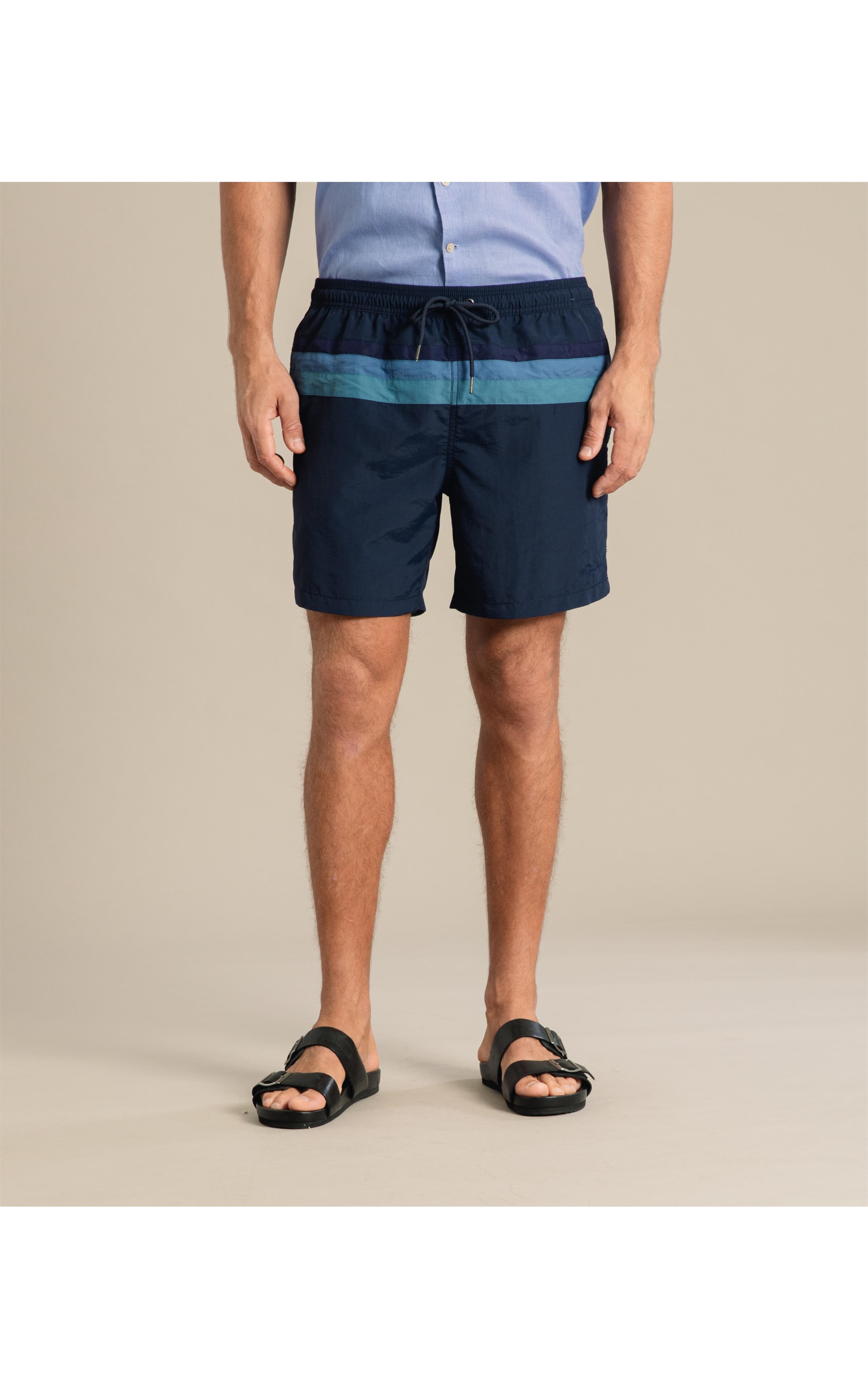 Beach Short Triple Stripes Regular Dark Navy
