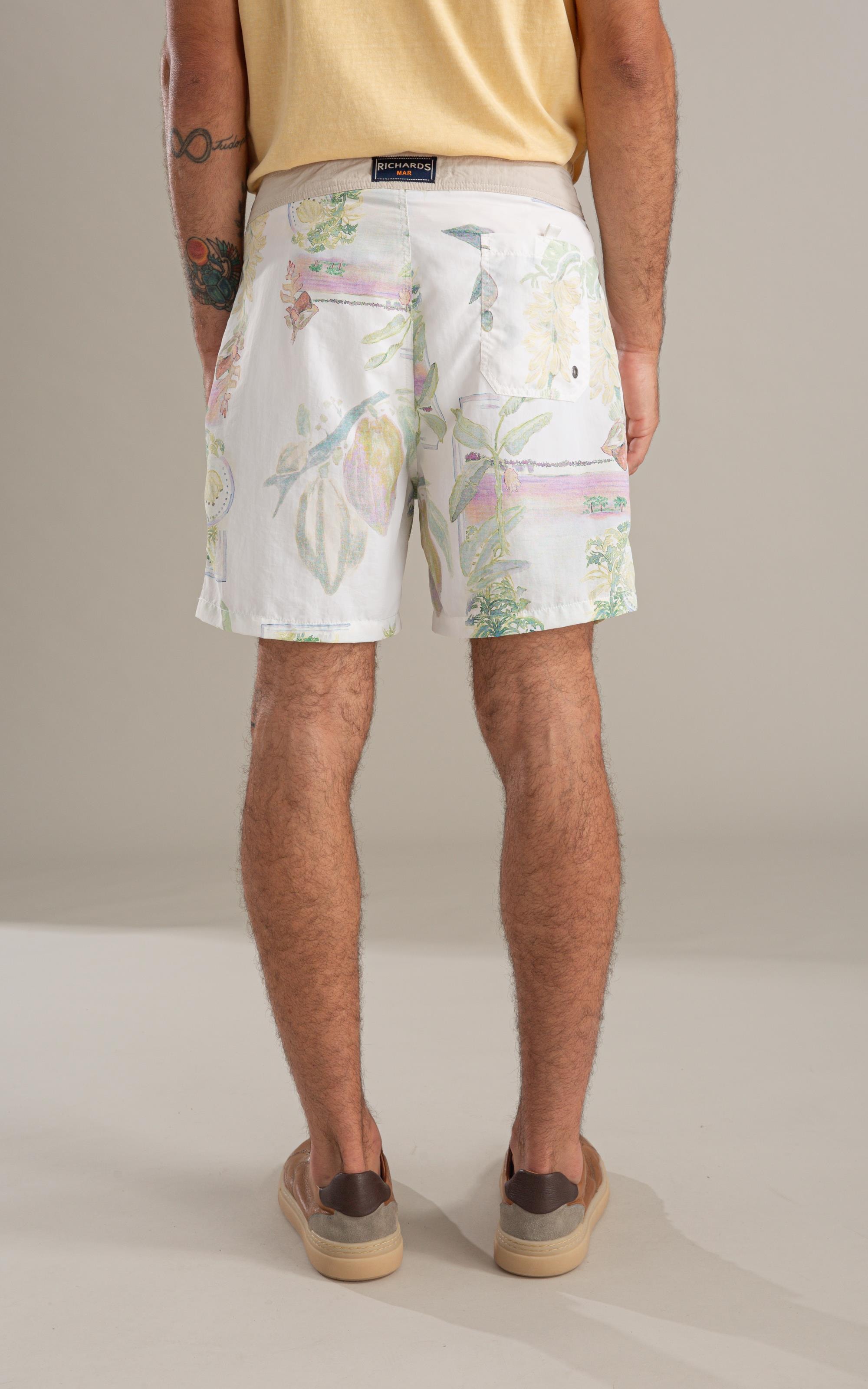 Beach Short Tropical Surf Branco