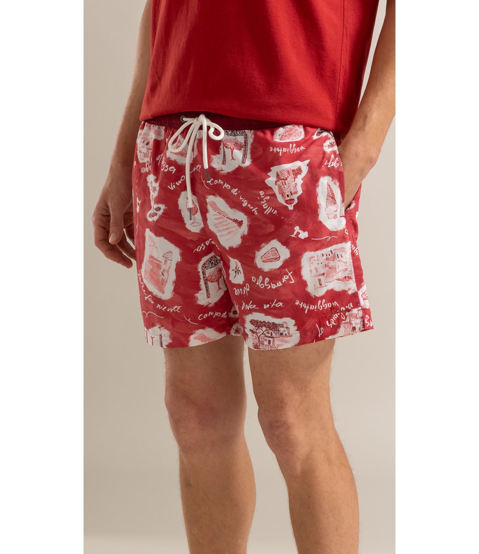 Beach Short Viaggio Regular Vermelho