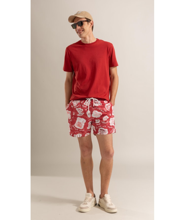 Beach Short Viaggio Regular Vermelho