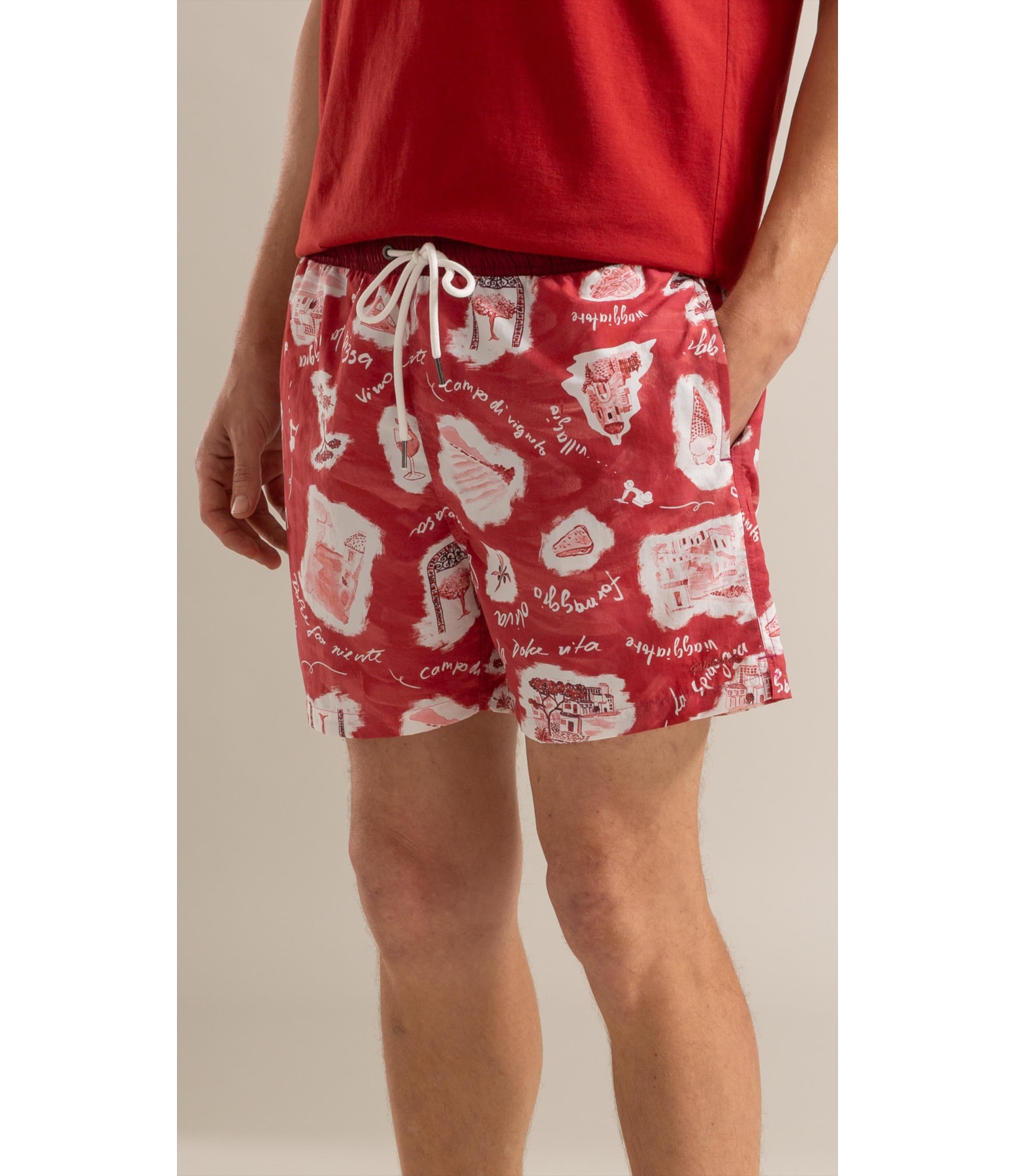 Beach Short Viaggio Regular Vermelho