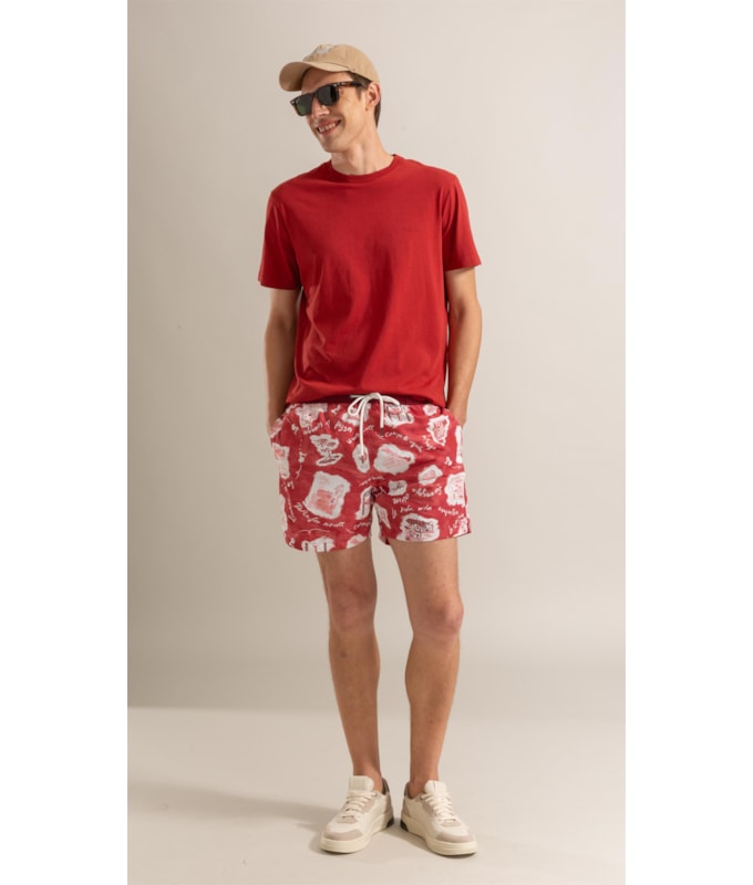 Beach Short Viaggio Regular Vermelho