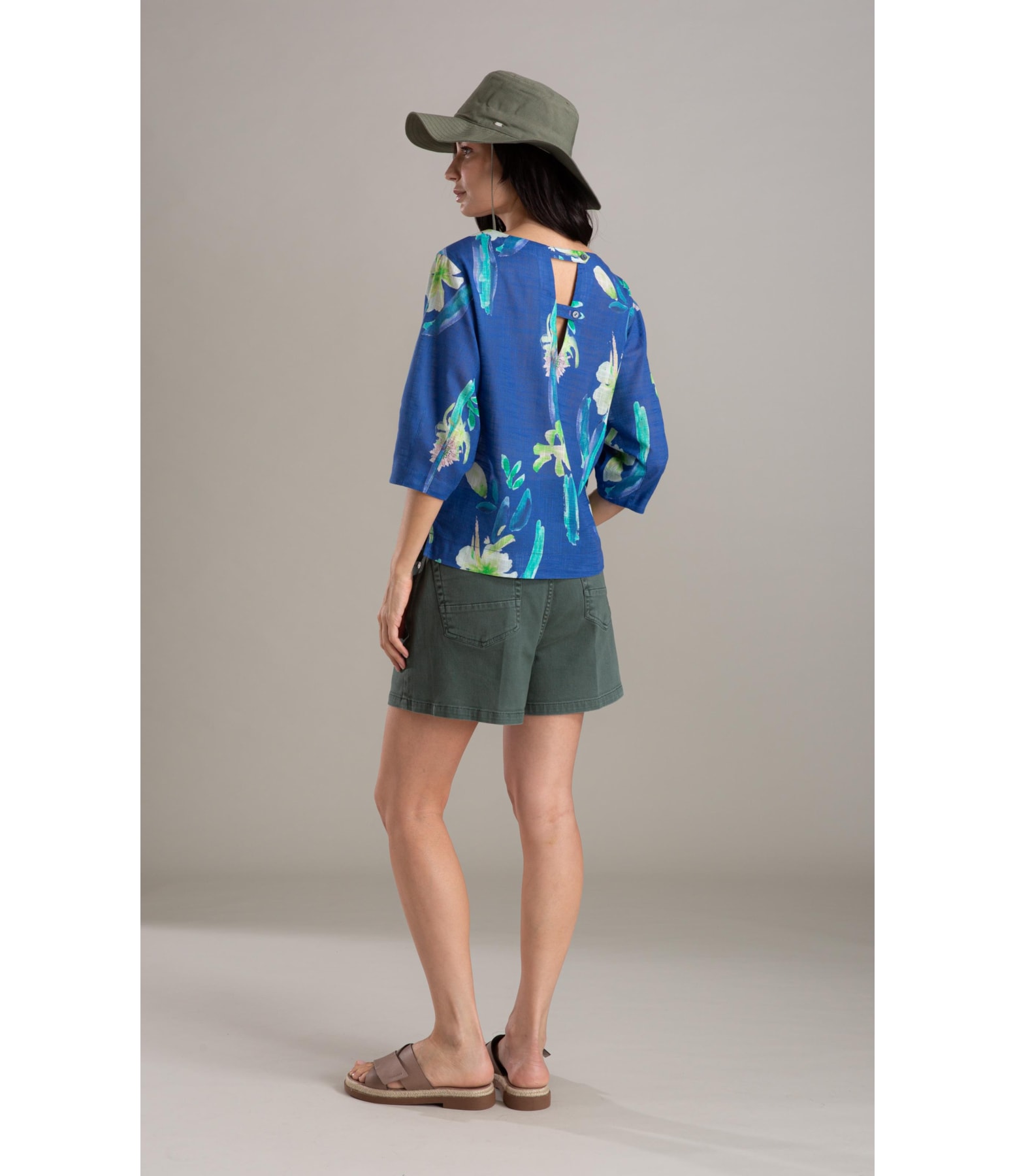 Bermuda 5pockets White Denim Verde Army